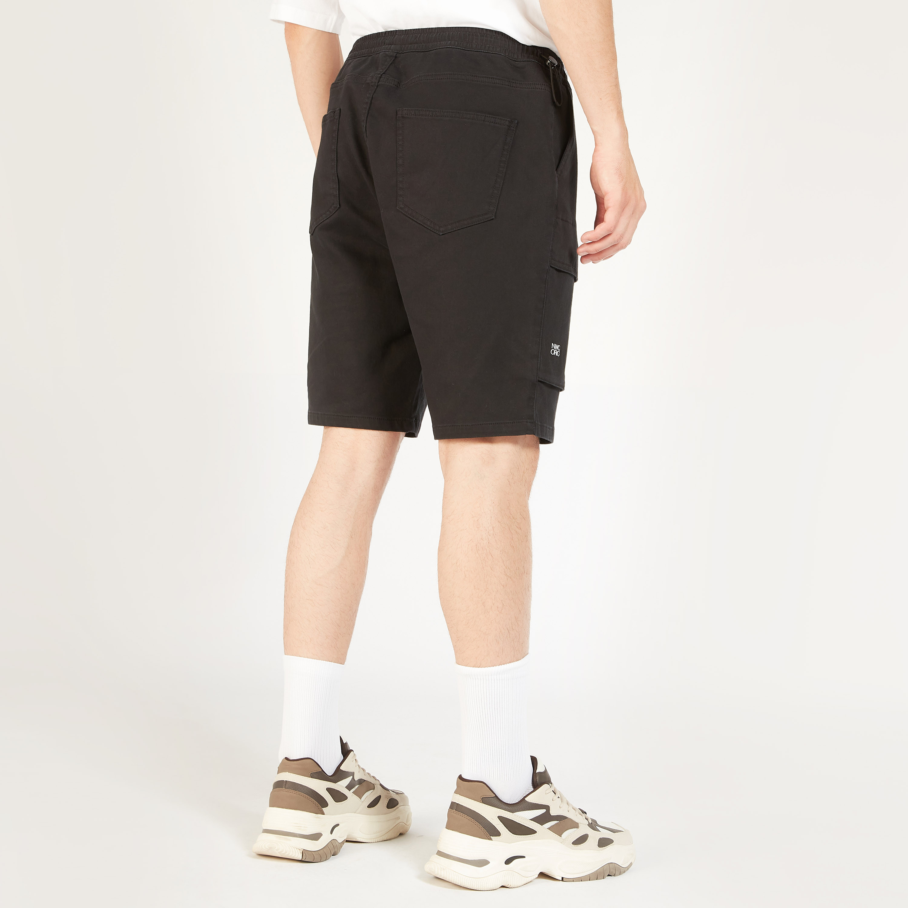 Solid Mid-Rise Shorts with Elasticated Waistband and Pockets-men-clothing-bottoms-shorts-image-16