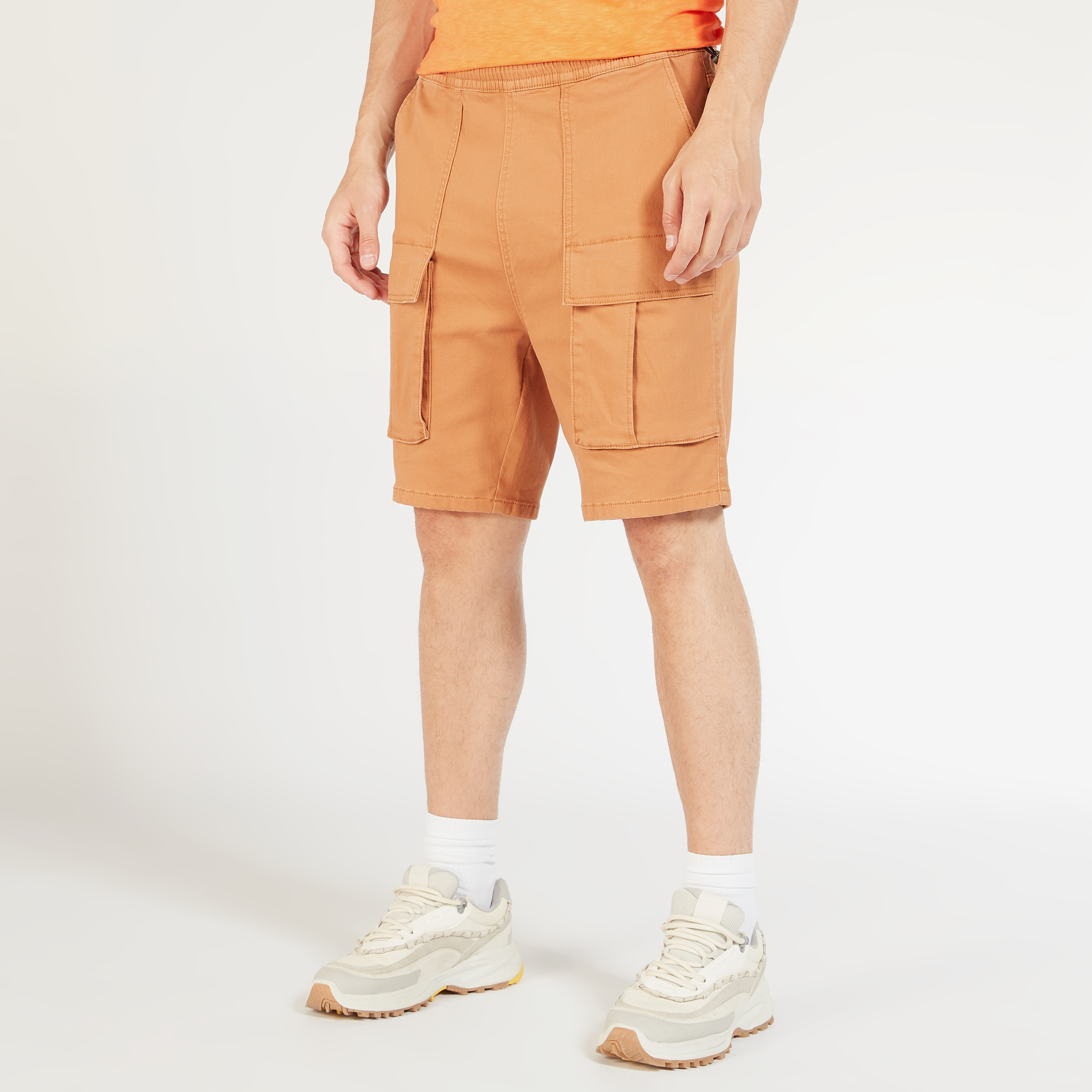 Solid Mid-Rise Shorts with Elasticated Waistband and Pockets-men-clothing-bottoms-shorts-image-18