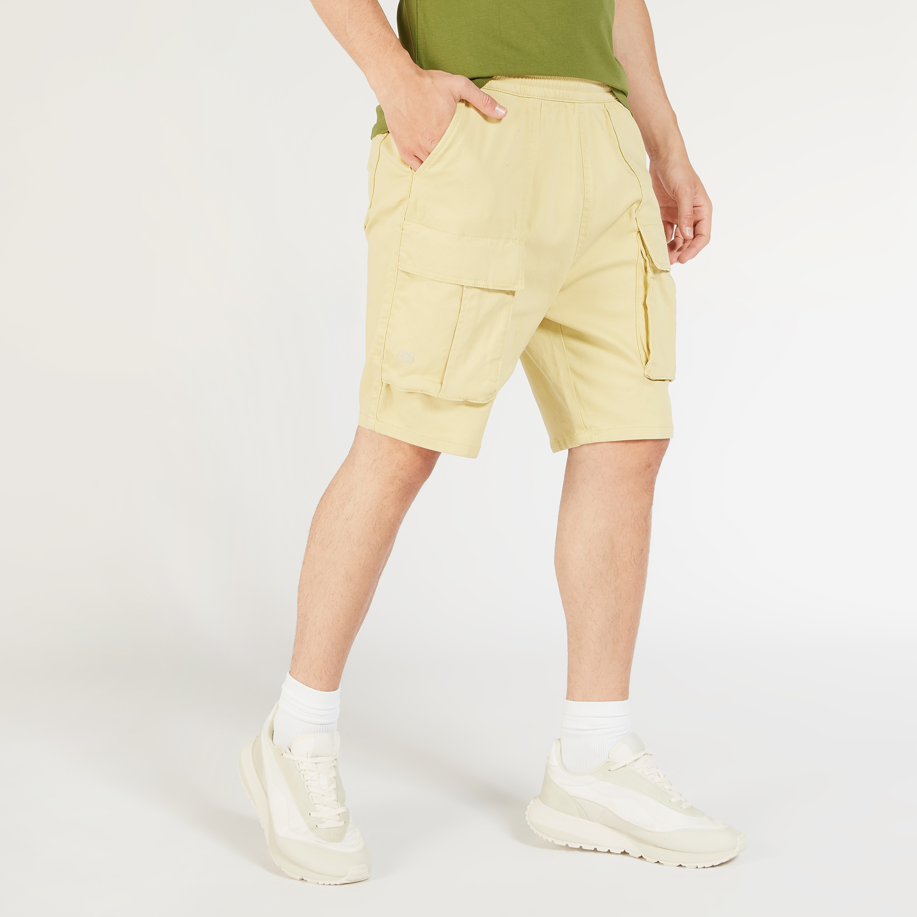 Solid Mid-Rise Shorts with Elasticated Waistband and Pockets-men-clothing-bottoms-shorts-image-9