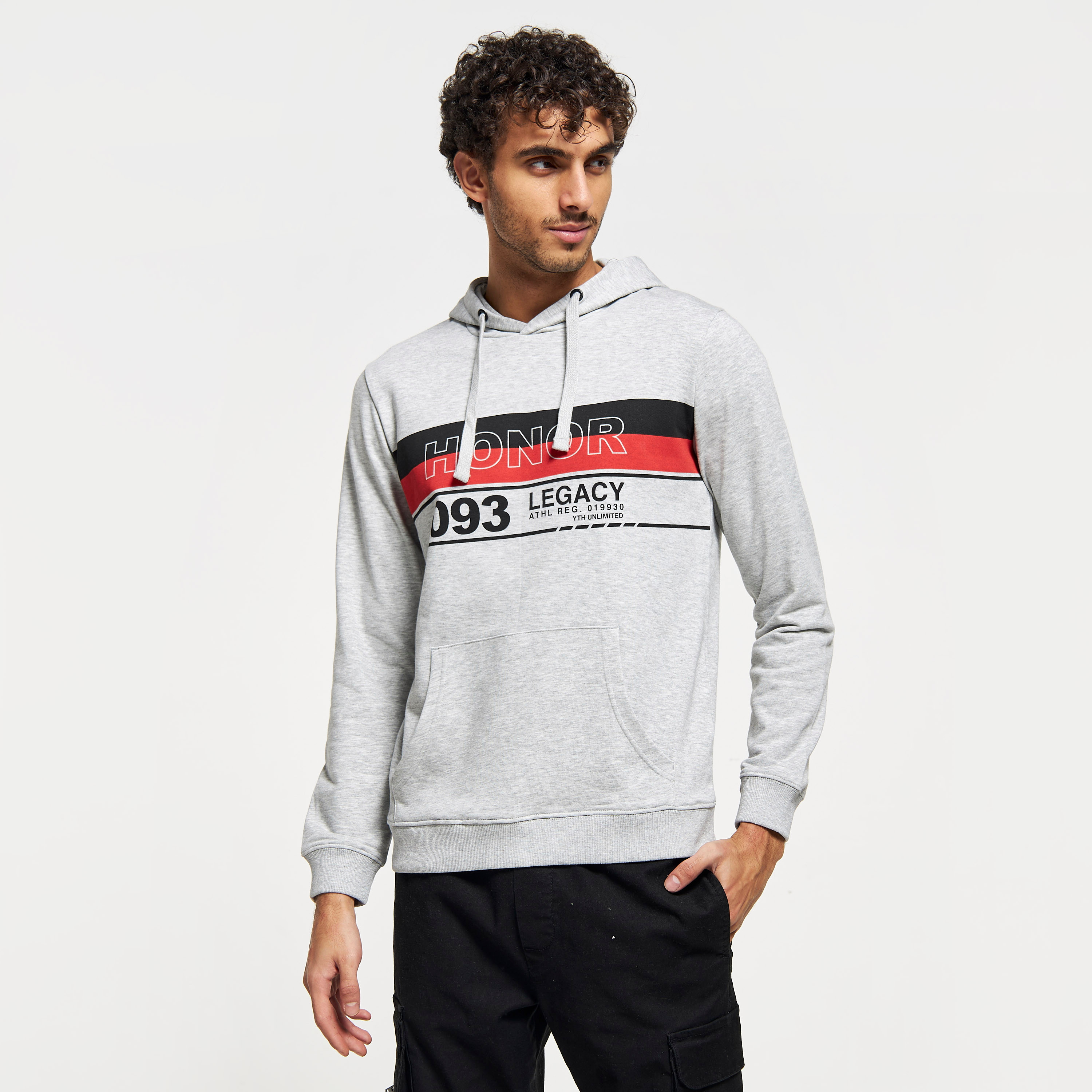 Buy Printed Hoodie with Long Sleeves and Kangaroo Pocket | Splash KSA