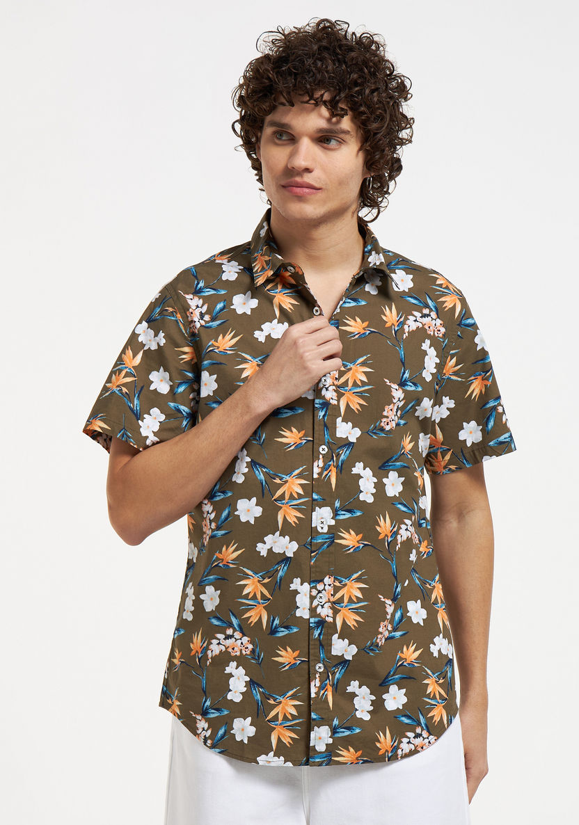 Buy All-Over Floral Print Shirt with Short Sleeves | Splash UAE