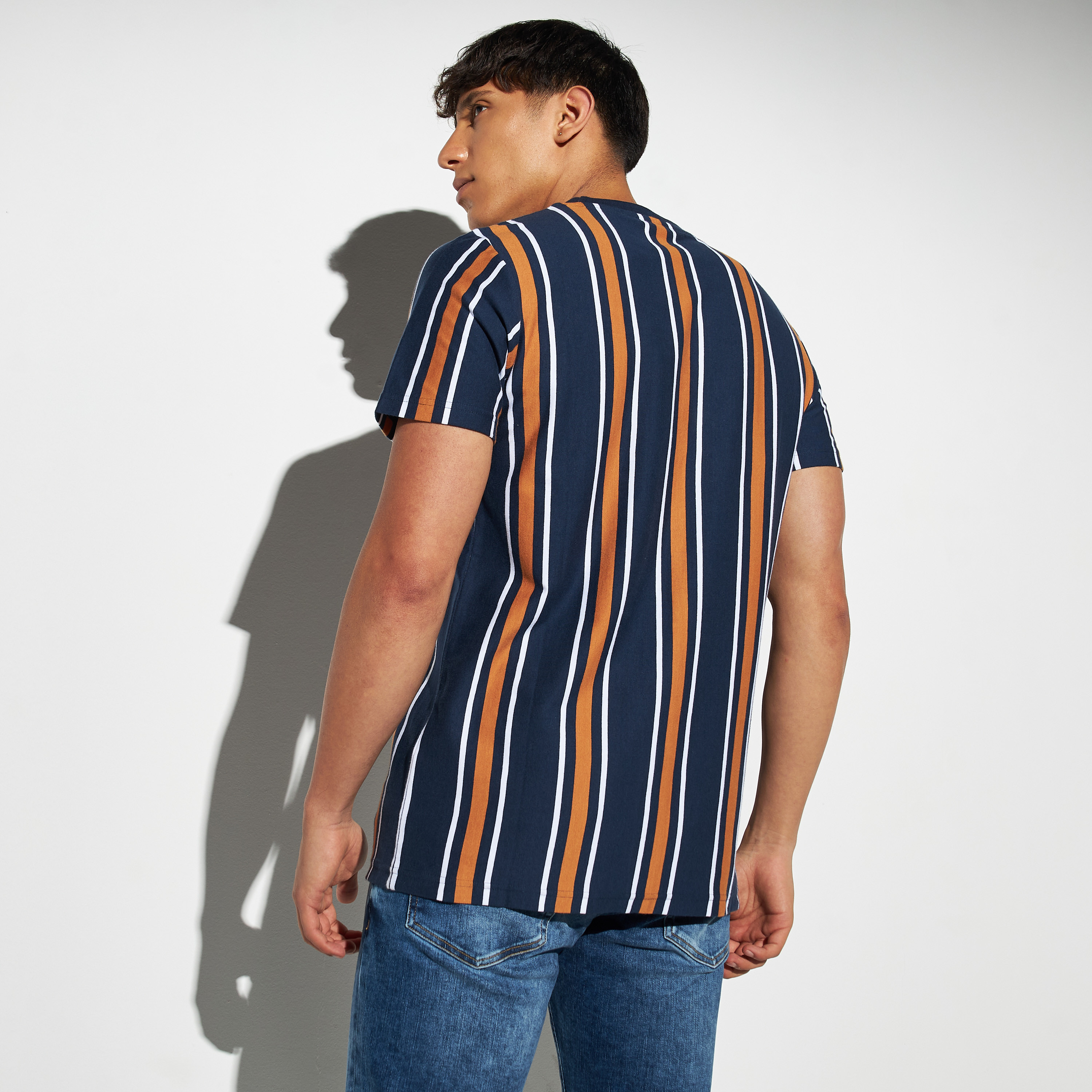 Orange striped t shirt sale