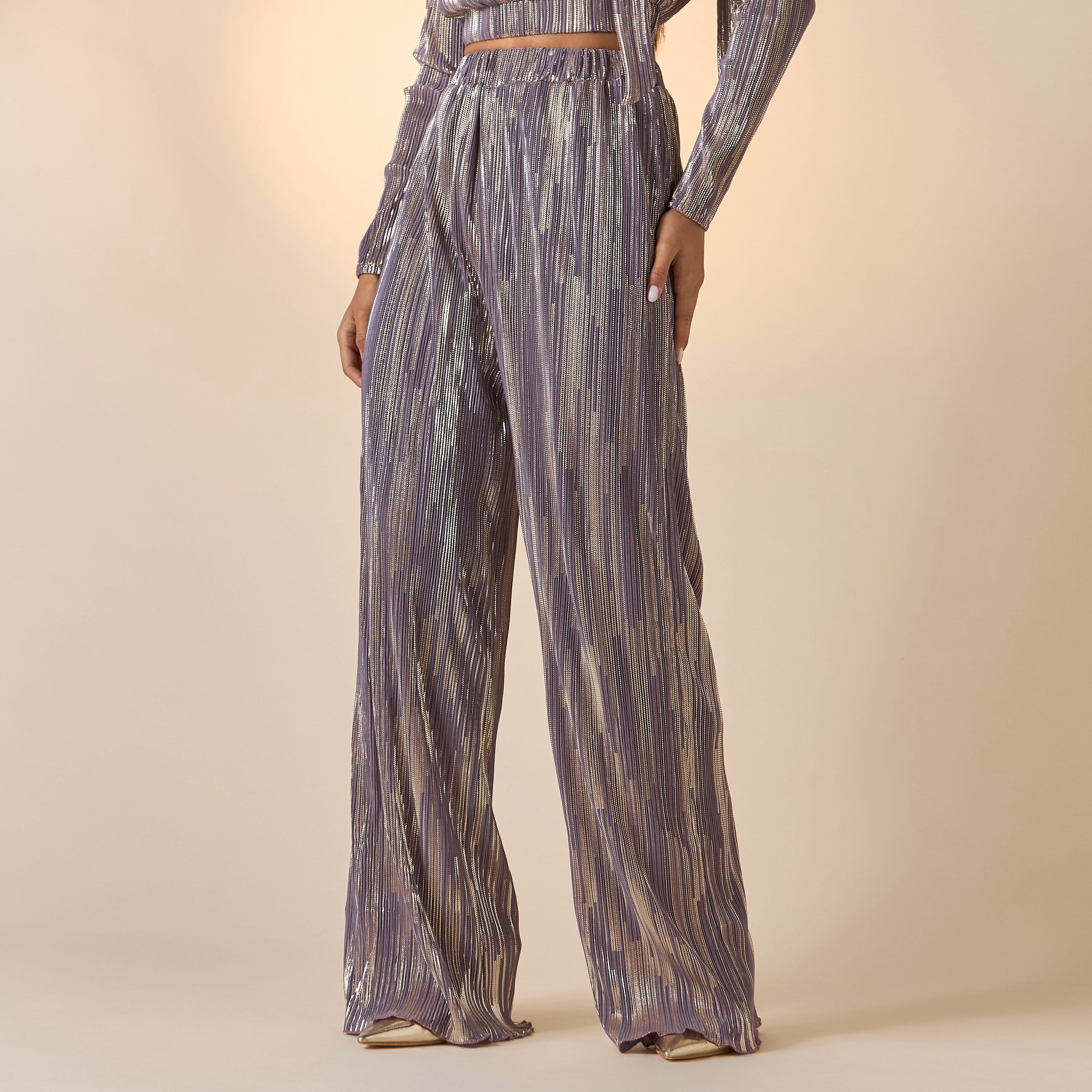 Golden Apple Textured High Neck Crop Top and Pants Set-women-clothing-coordsets-image-4