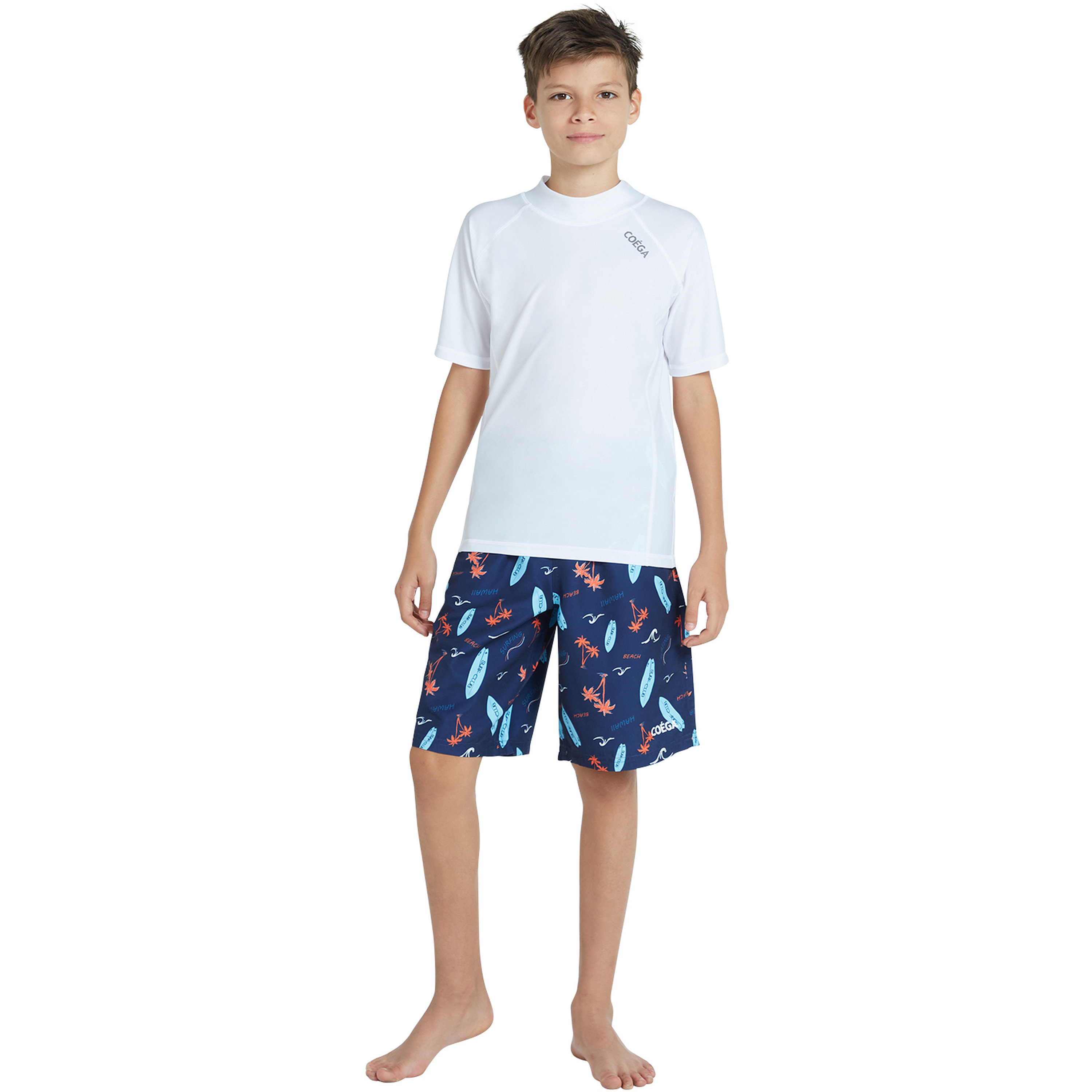 Coega Boys Boardshorts with Elastic Waist - AOP Navy Peach Palms-boys-clothing-sportswear-swimwear-image-2