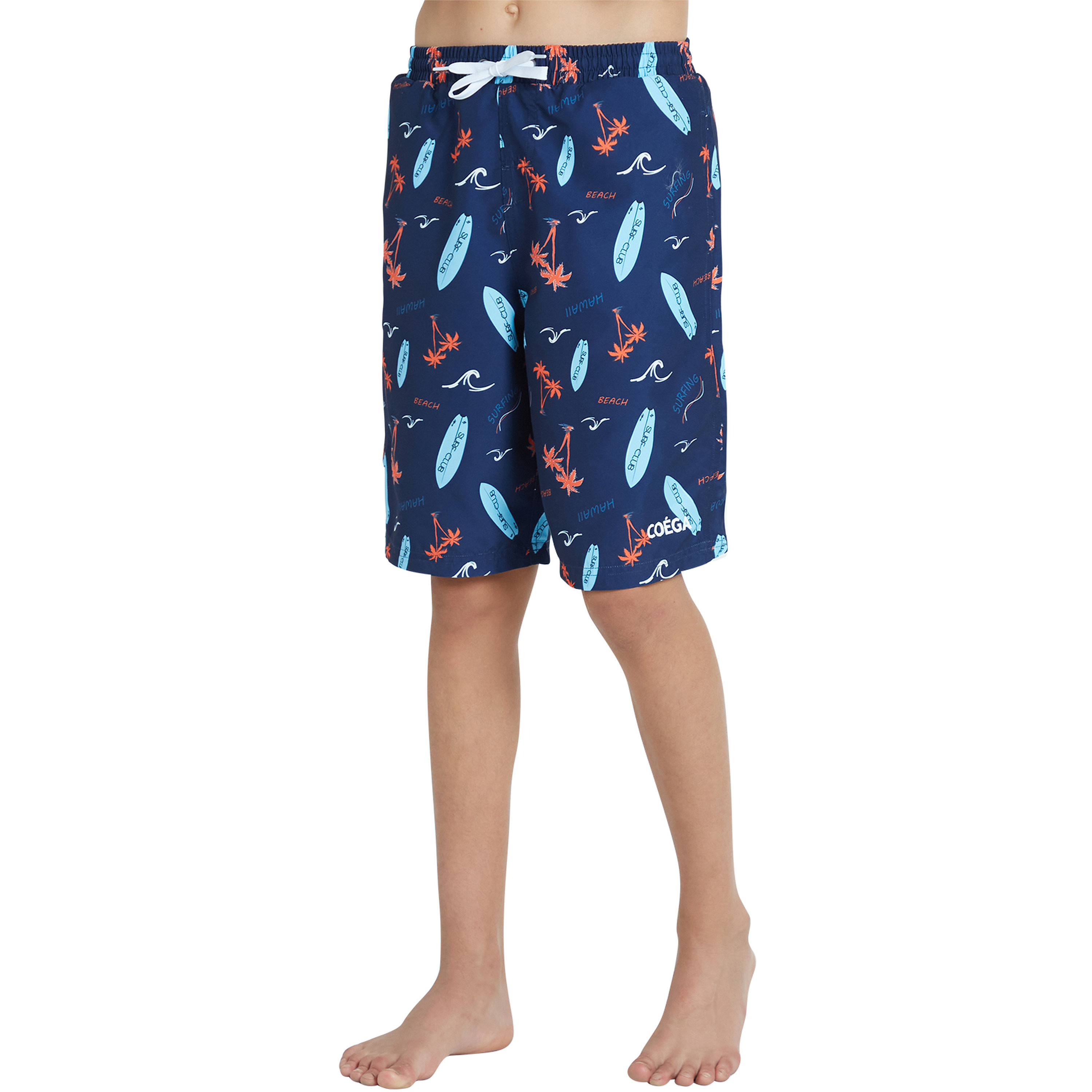 Coega Boys Boardshorts with Elastic Waist - AOP Navy Peach Palms-boys-clothing-sportswear-swimwear-image-3