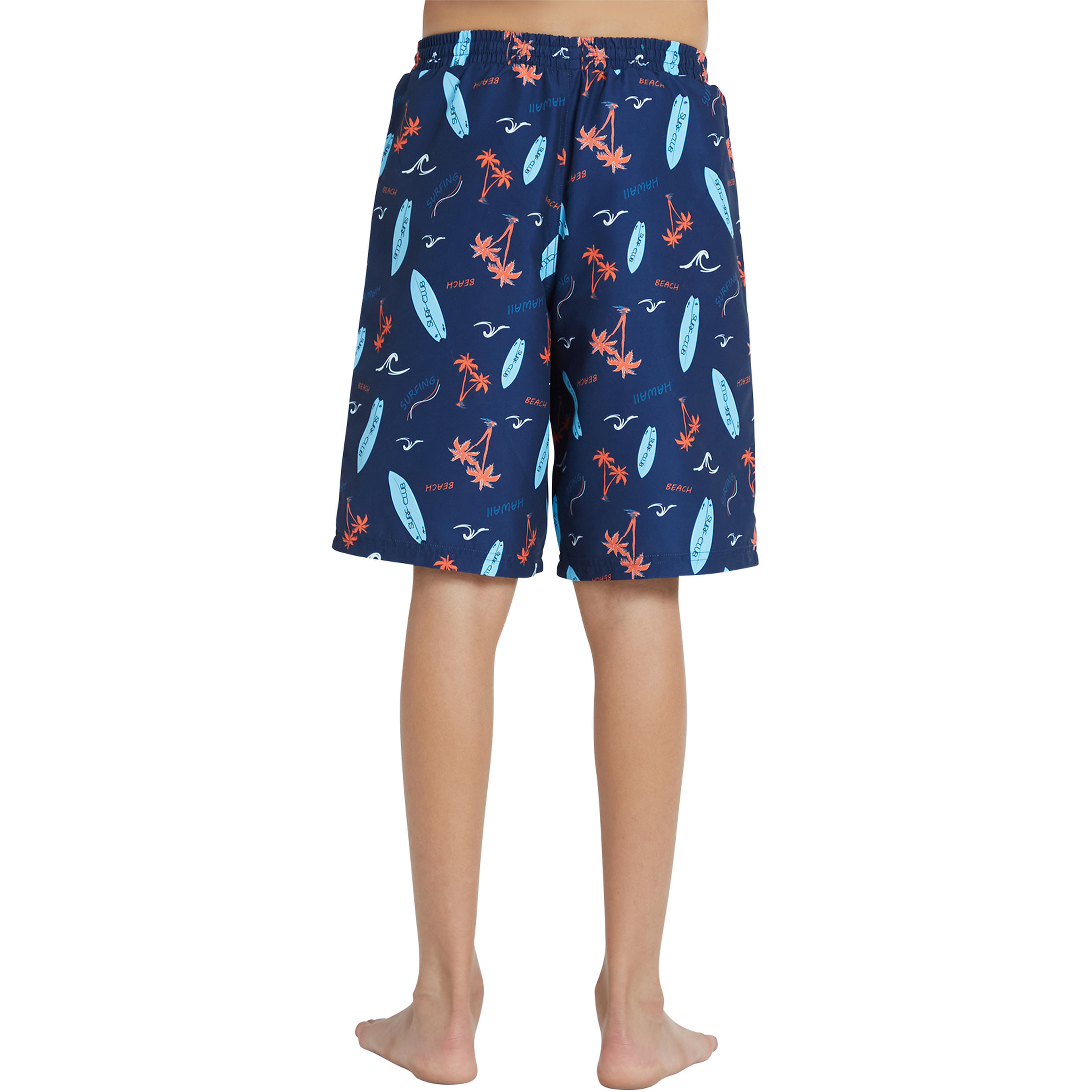 شورت كويغا للأولاد مع خصر مطاطي - AOP Navy Peach Palms-boys-clothing-sportswear-swimwear-image-4
