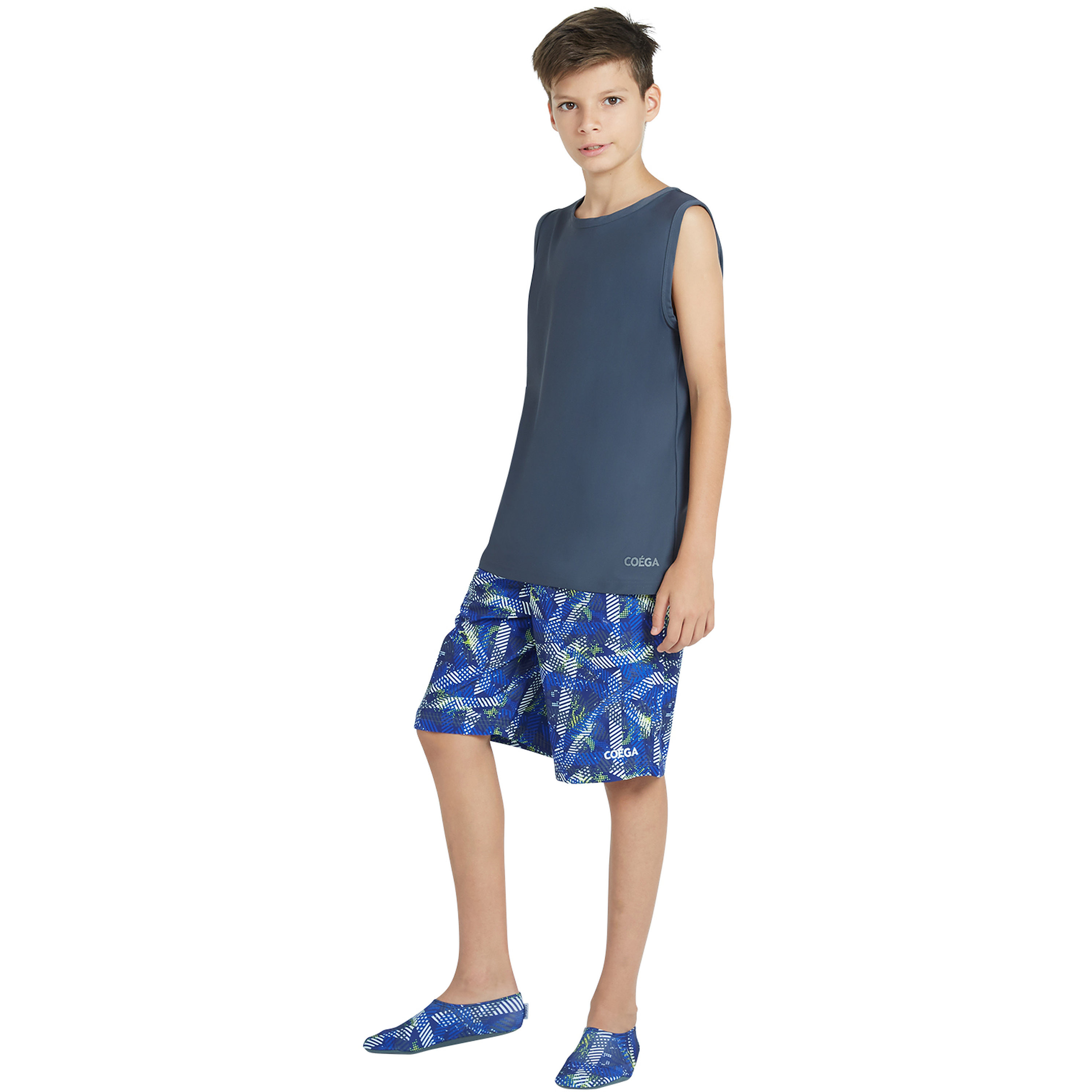 شورتات كويغا للأولاد مع خصر مطاطي - خطوط رمادية زرقاء AOP-boys-clothing-sportswear-swimwear-image-2