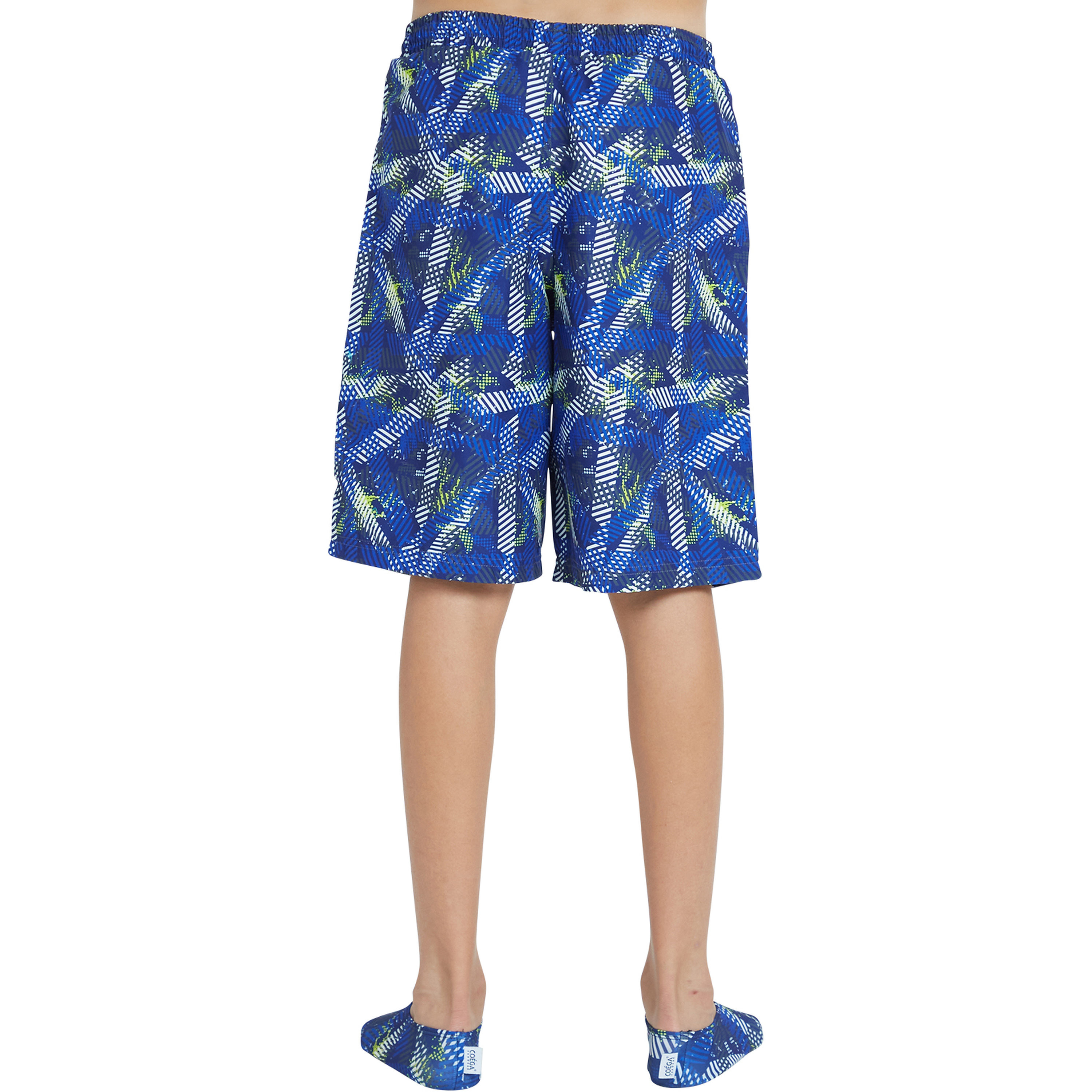شورتات كويغا للأولاد مع خصر مطاطي - خطوط رمادية زرقاء AOP-boys-clothing-sportswear-swimwear-image-4