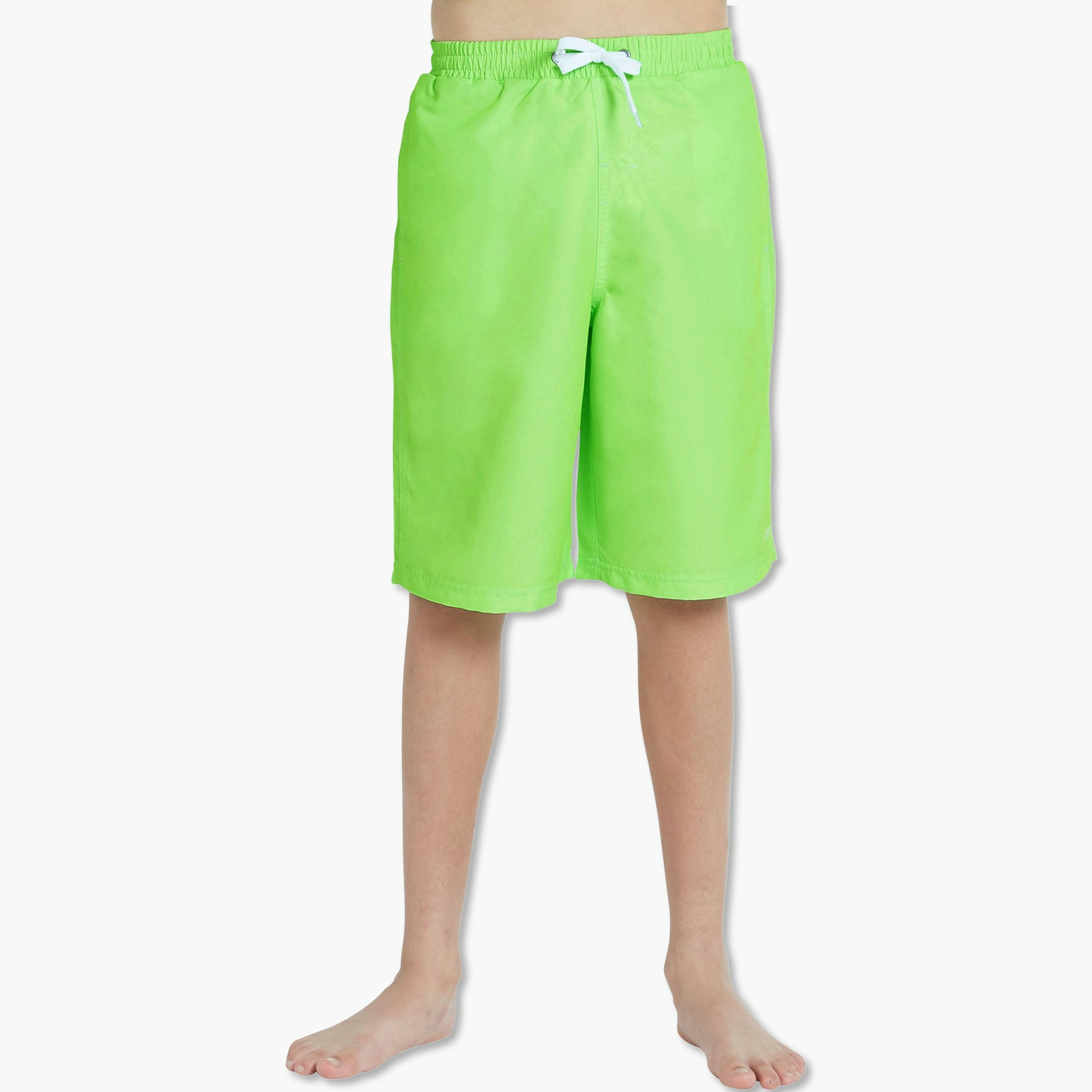 شورت كويغا بويز بورد شورت بخصر مطاطي – أخضر ليموني صلب-sports-boys-clothing-swimwear-image-1