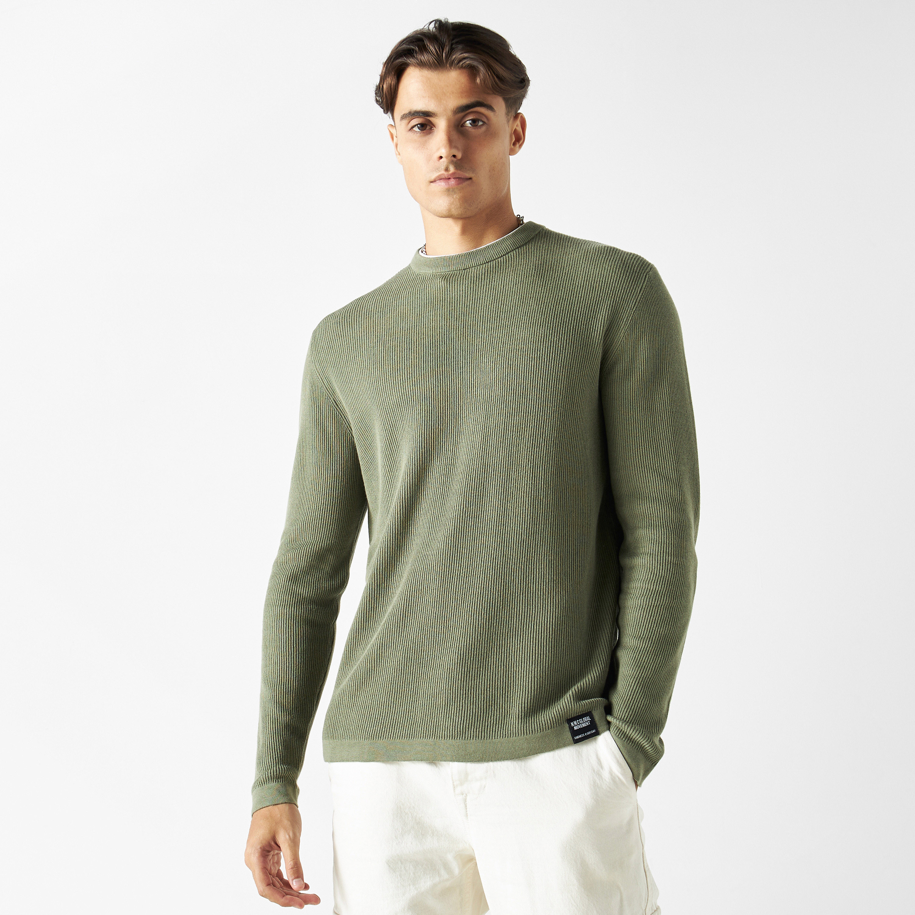 Buy Textured Crew Neck Sweater with Long Sleeves Splash KSA