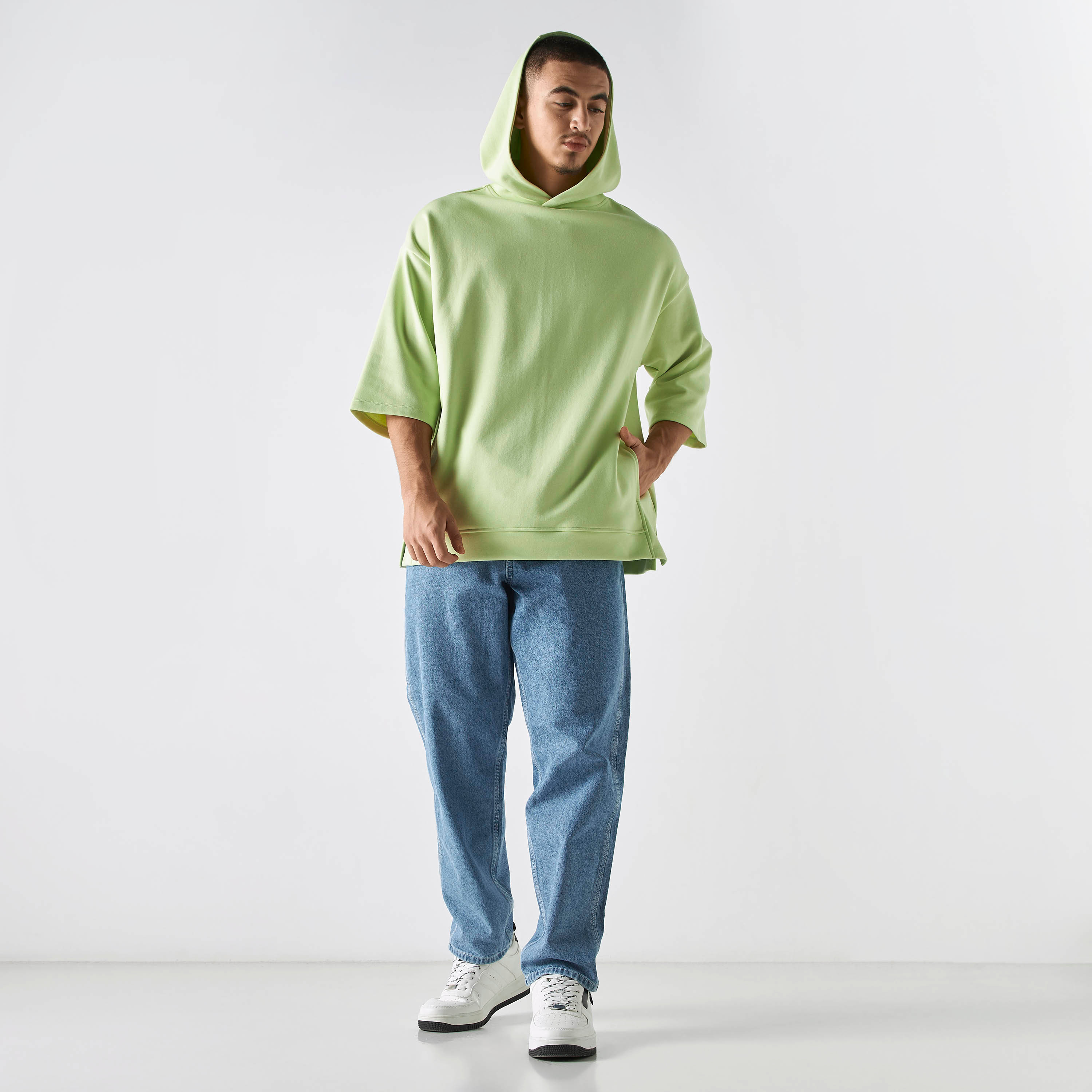 Oversized short 2024 sleeve hoodie