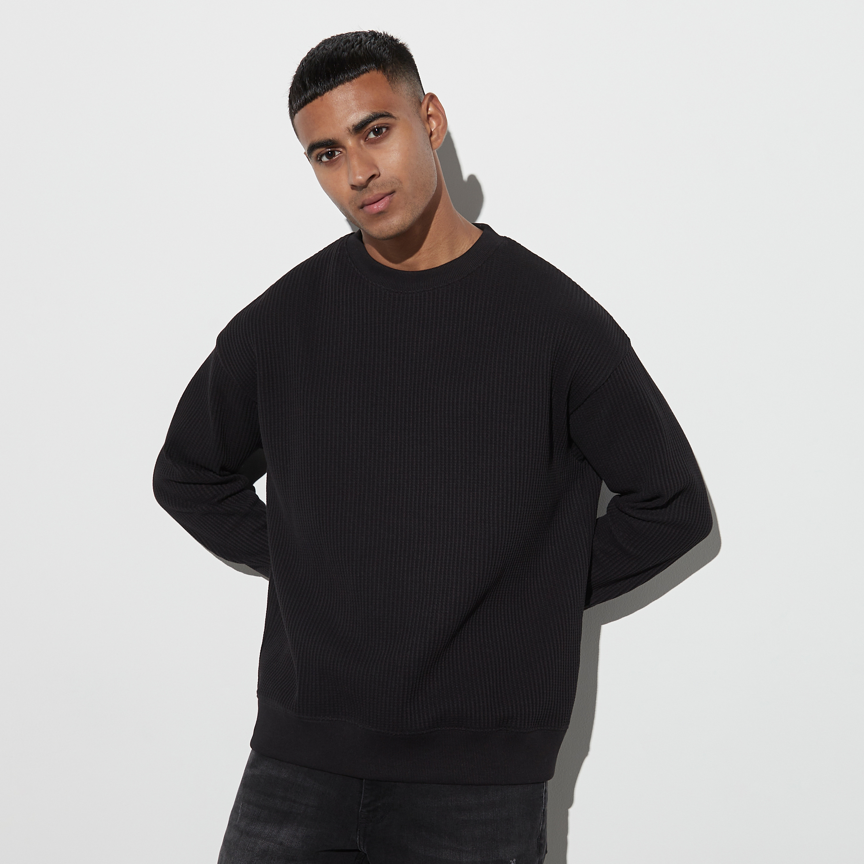 Mens on sale ribbed sweatshirt