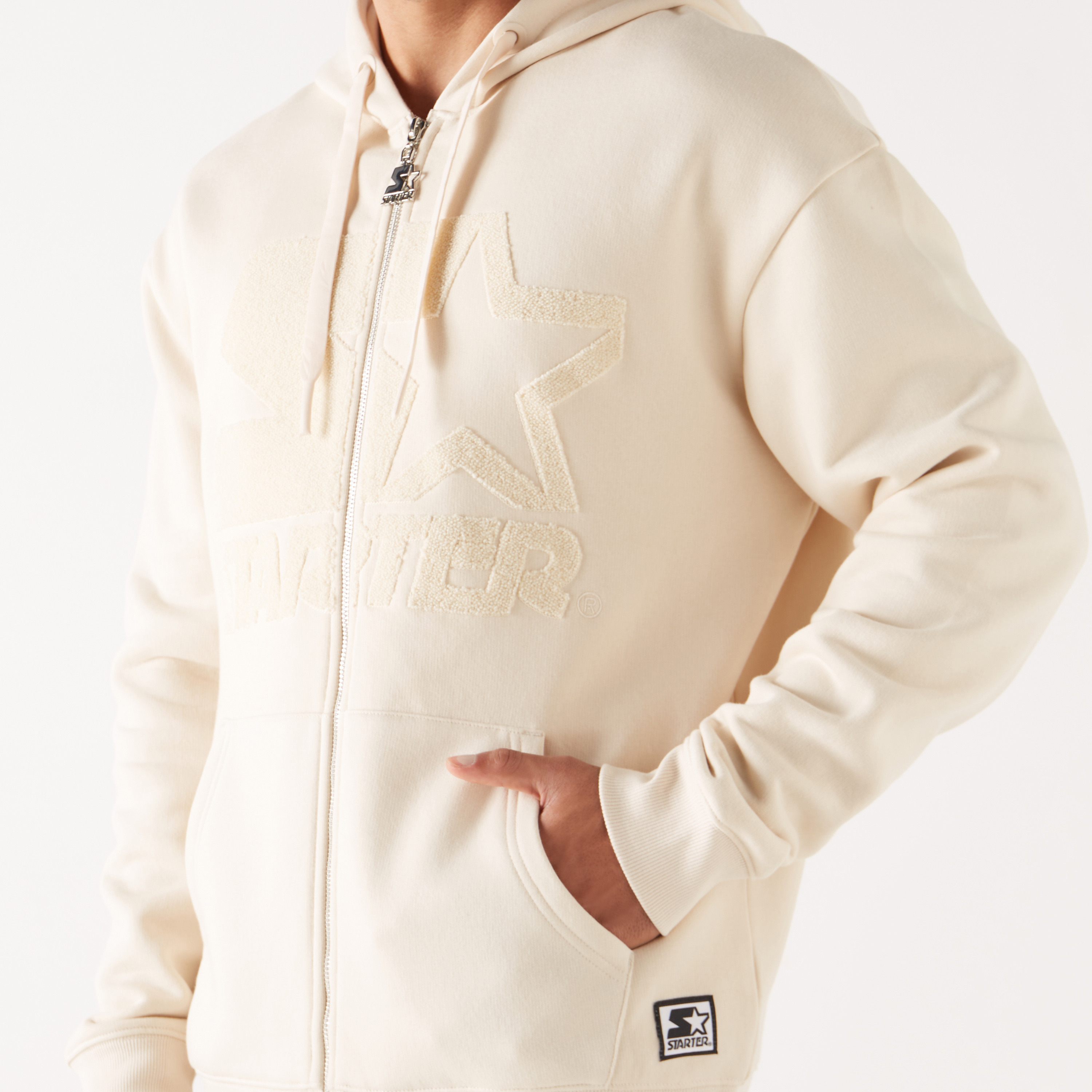 Buy Starter Logo Detail Zip Through Hoodie with Long Sleeves and