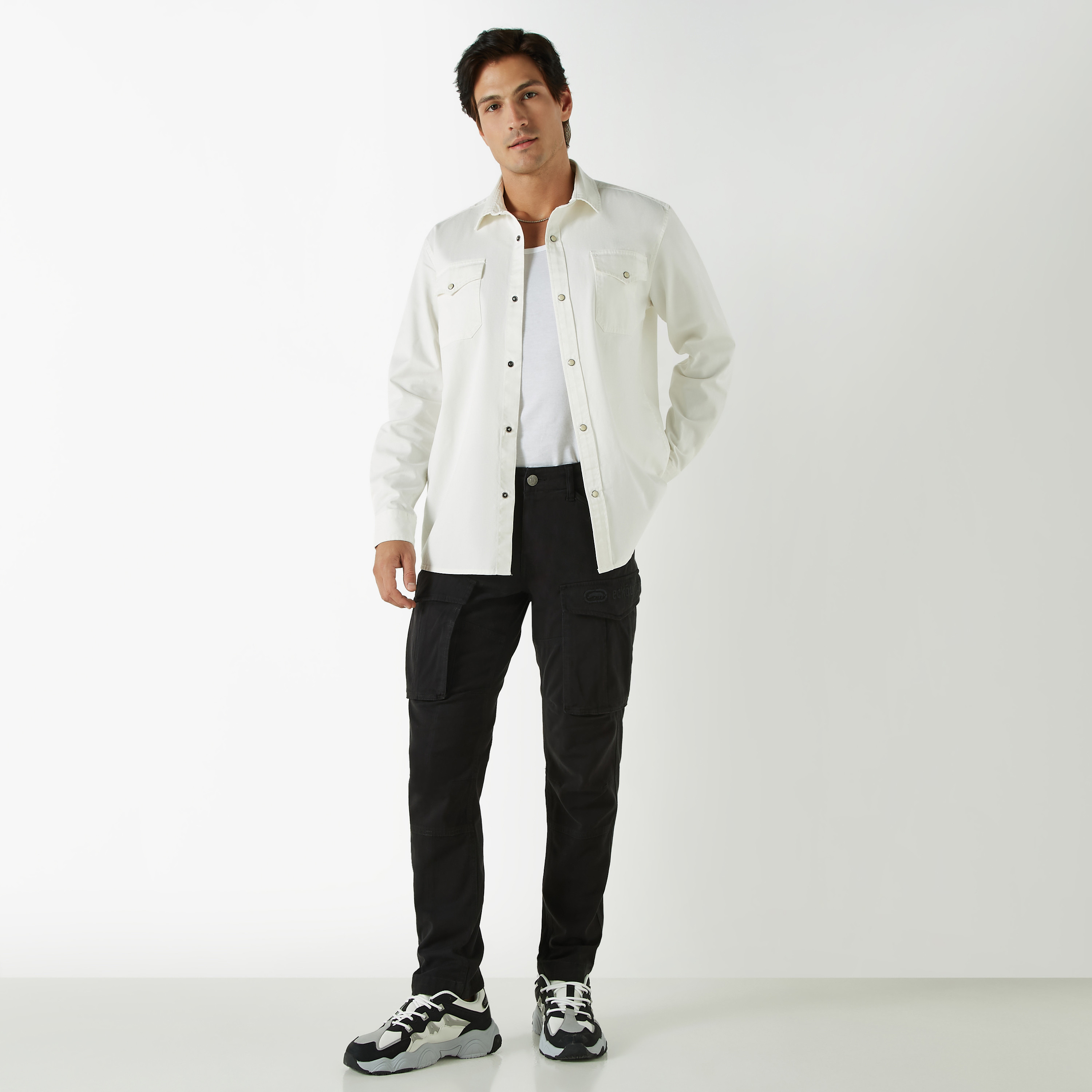 Ecko Solid Shirt with Long Sleeves and Pockets-men-clothing-shirts-image-2