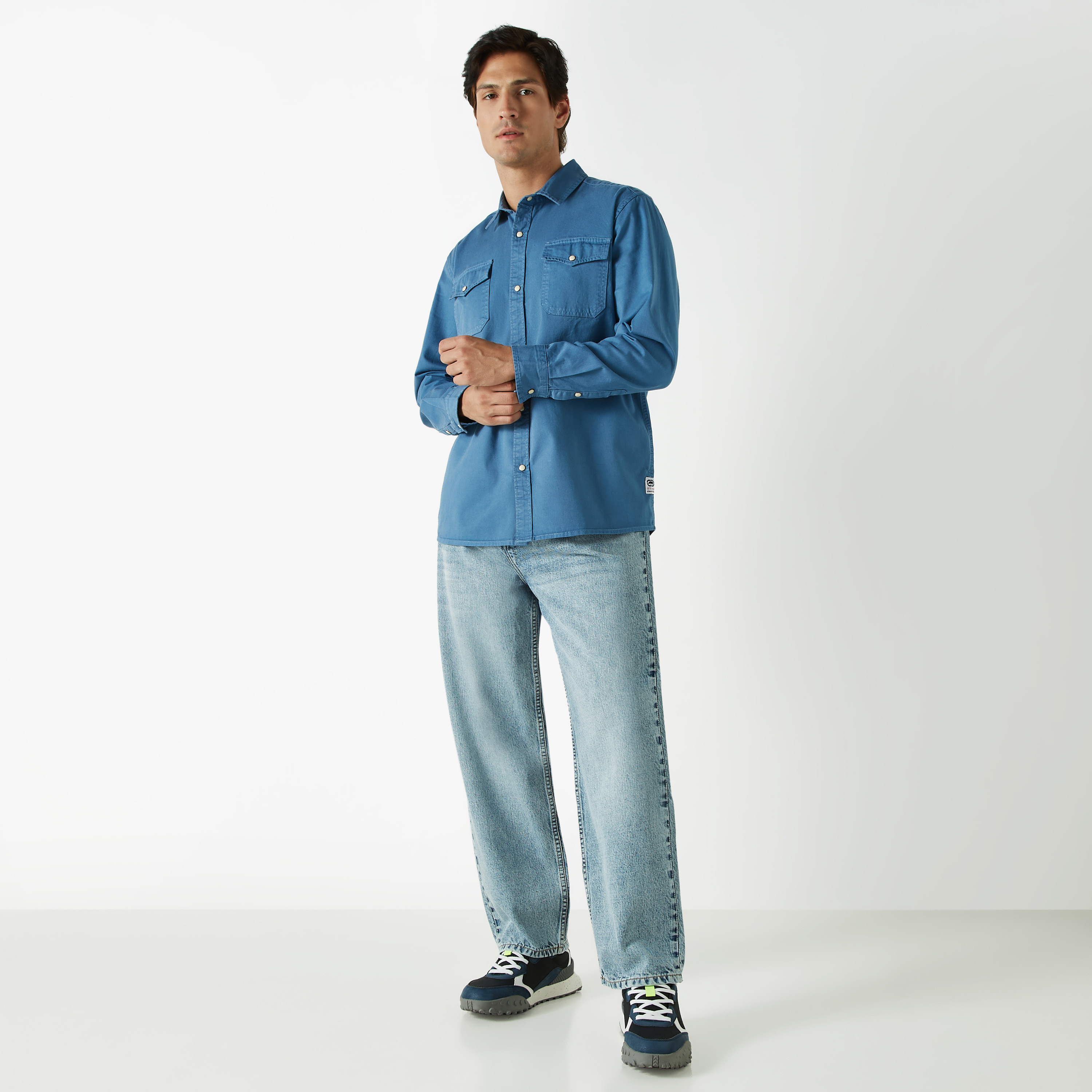 Ecko Solid Shirt with Long Sleeves and Pockets-men-clothing-shirts-image-10
