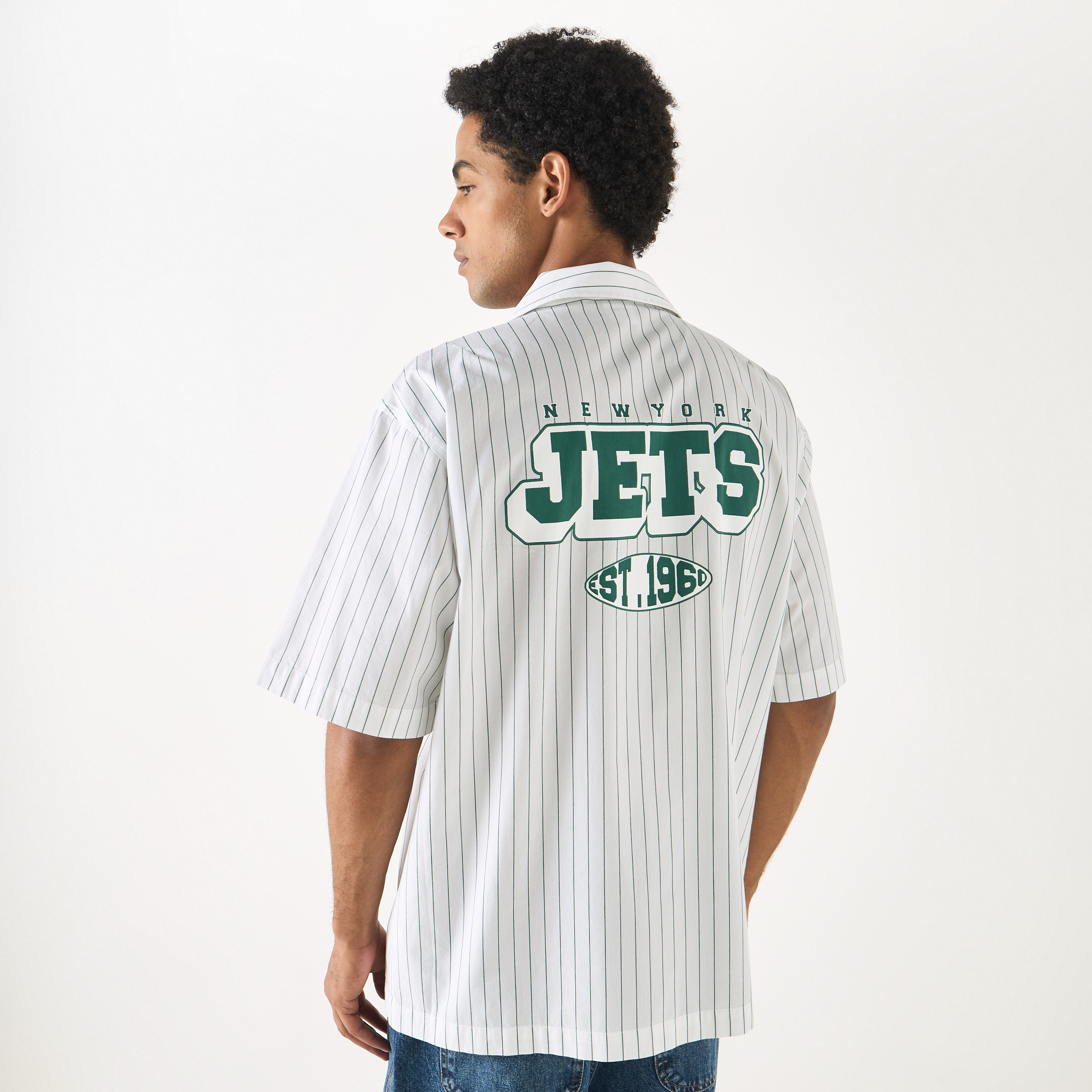 The New York Jets Logo Print Shirt with Short Sleeves-men-clothing-shirts-image-3