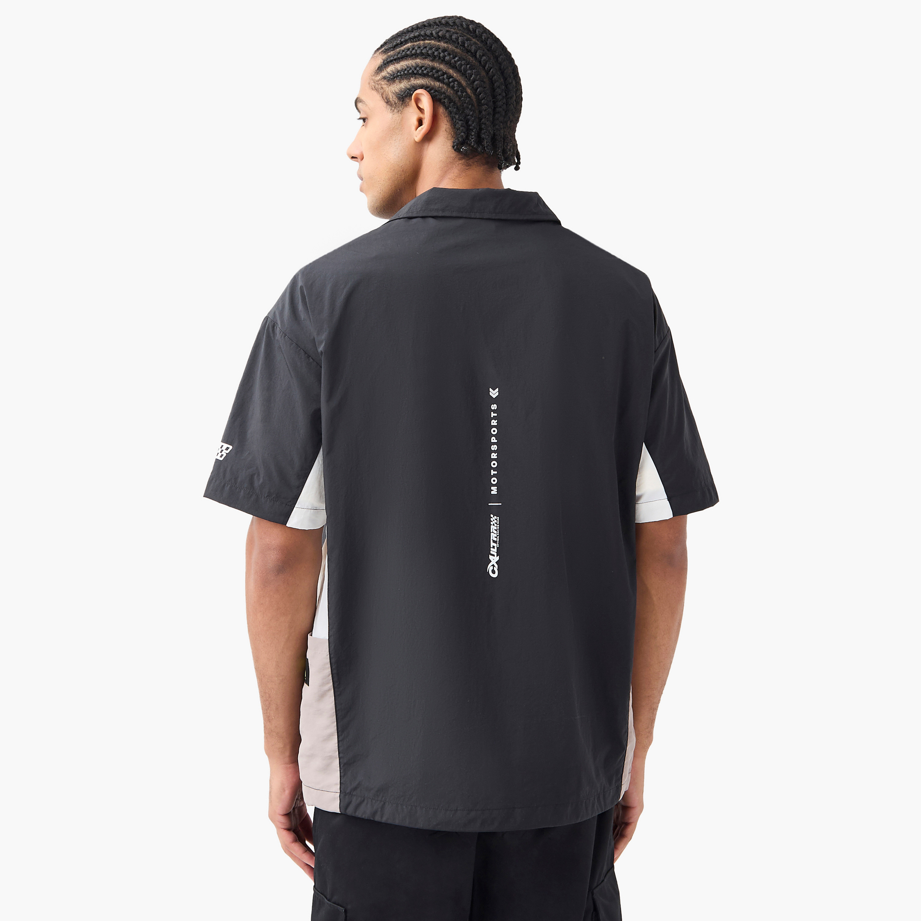 Graphic Print Collared T-shirt with Short Sleeves-men-clothing-tshirtsandpolos-polos-image-3