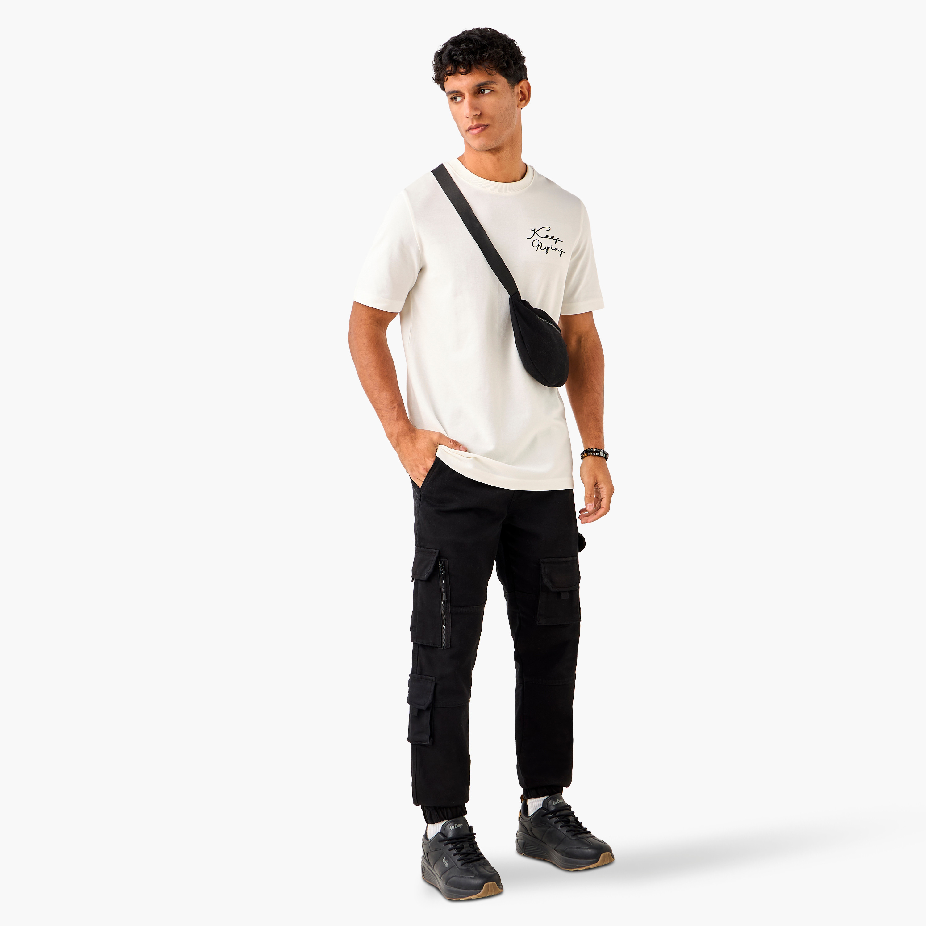 Shop Regular Fit Cargo Pants with Drawstring Closure and
