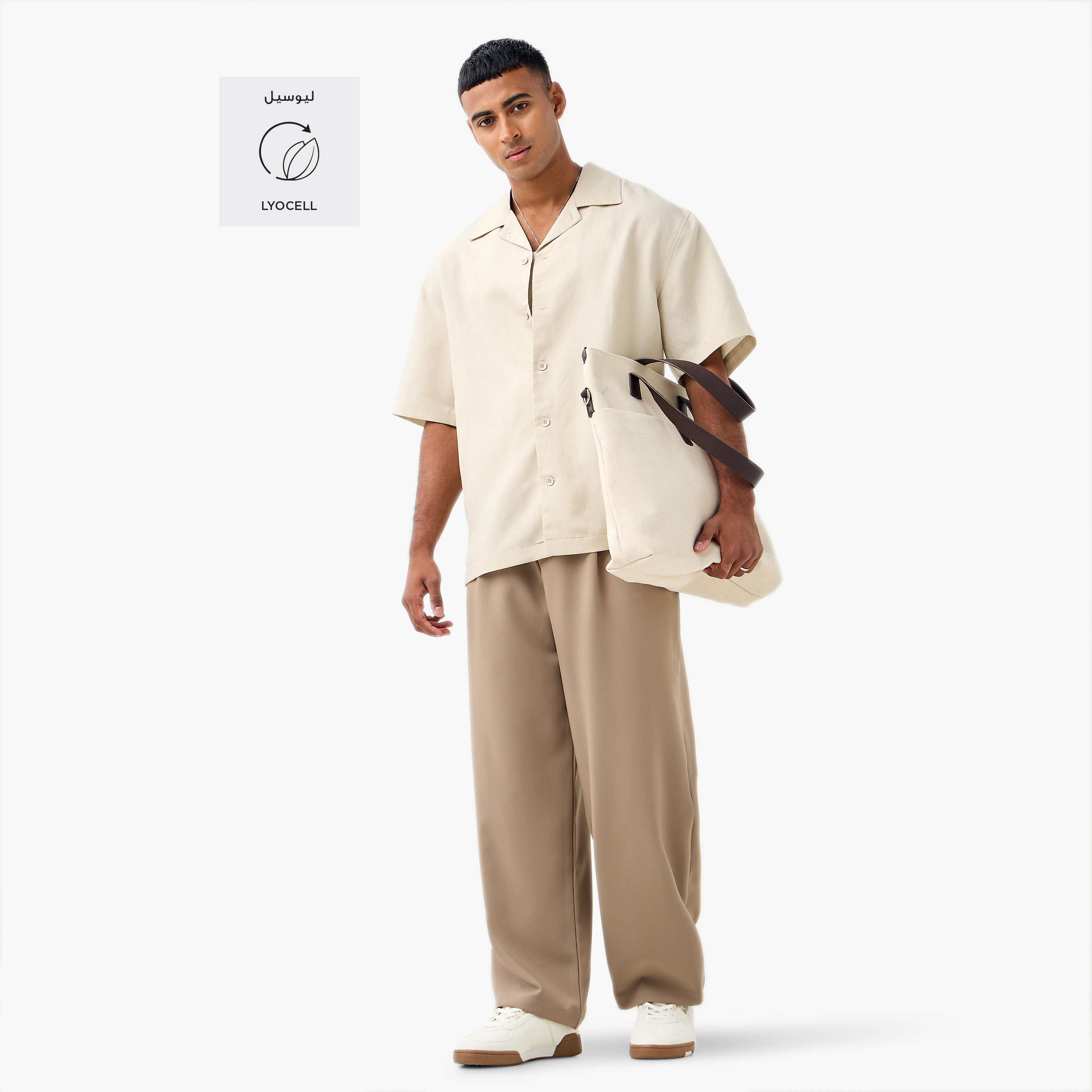 Relaxed Fit Collared Lyocell Shirt-men-clothing-shirts-image-2