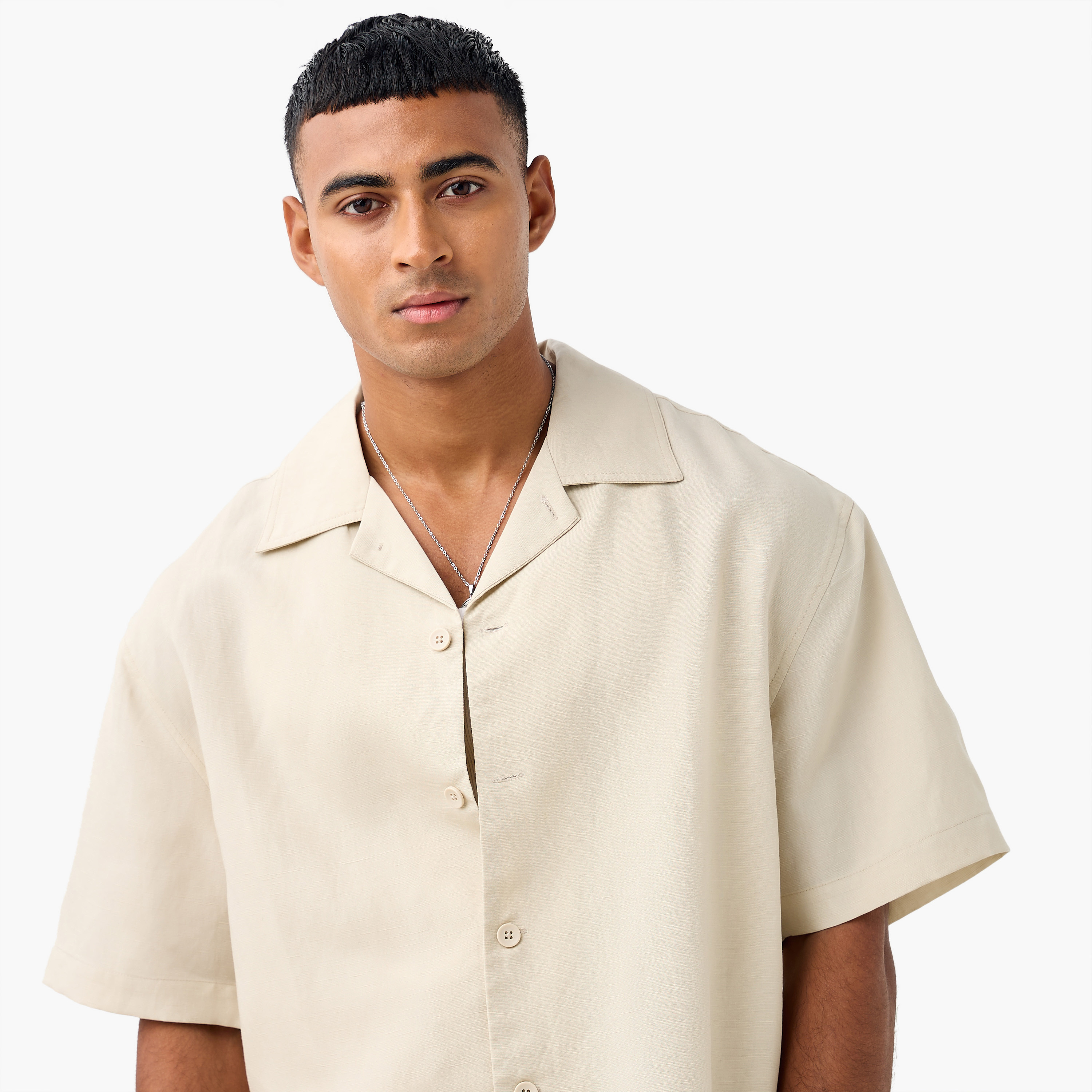 Relaxed Fit Collared Lyocell Shirt-men-clothing-shirts-image-4