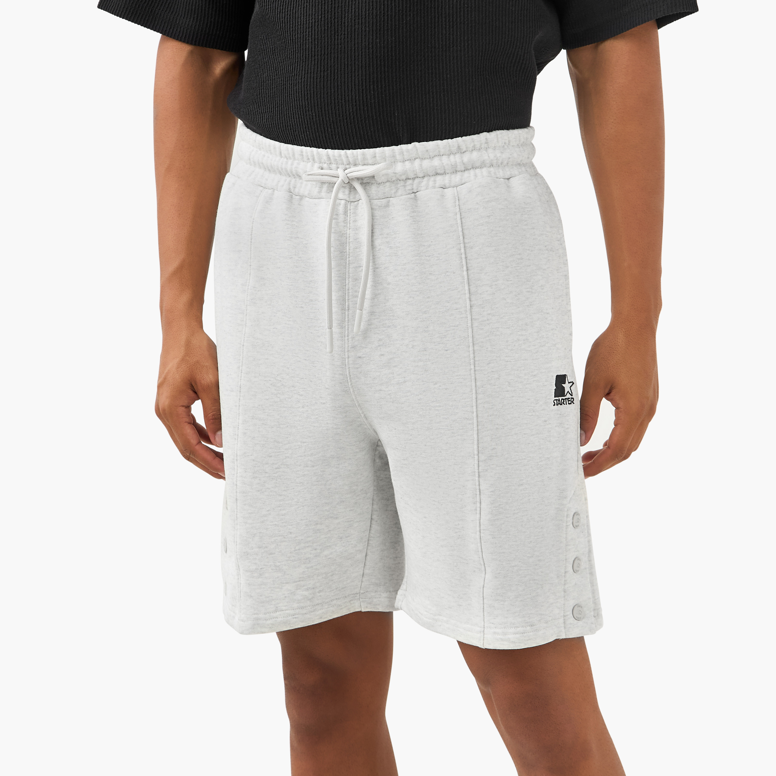 Starter Button Detail Flexi Waist Shorts with Pockets-men-clothing-bottoms-shorts-image-1