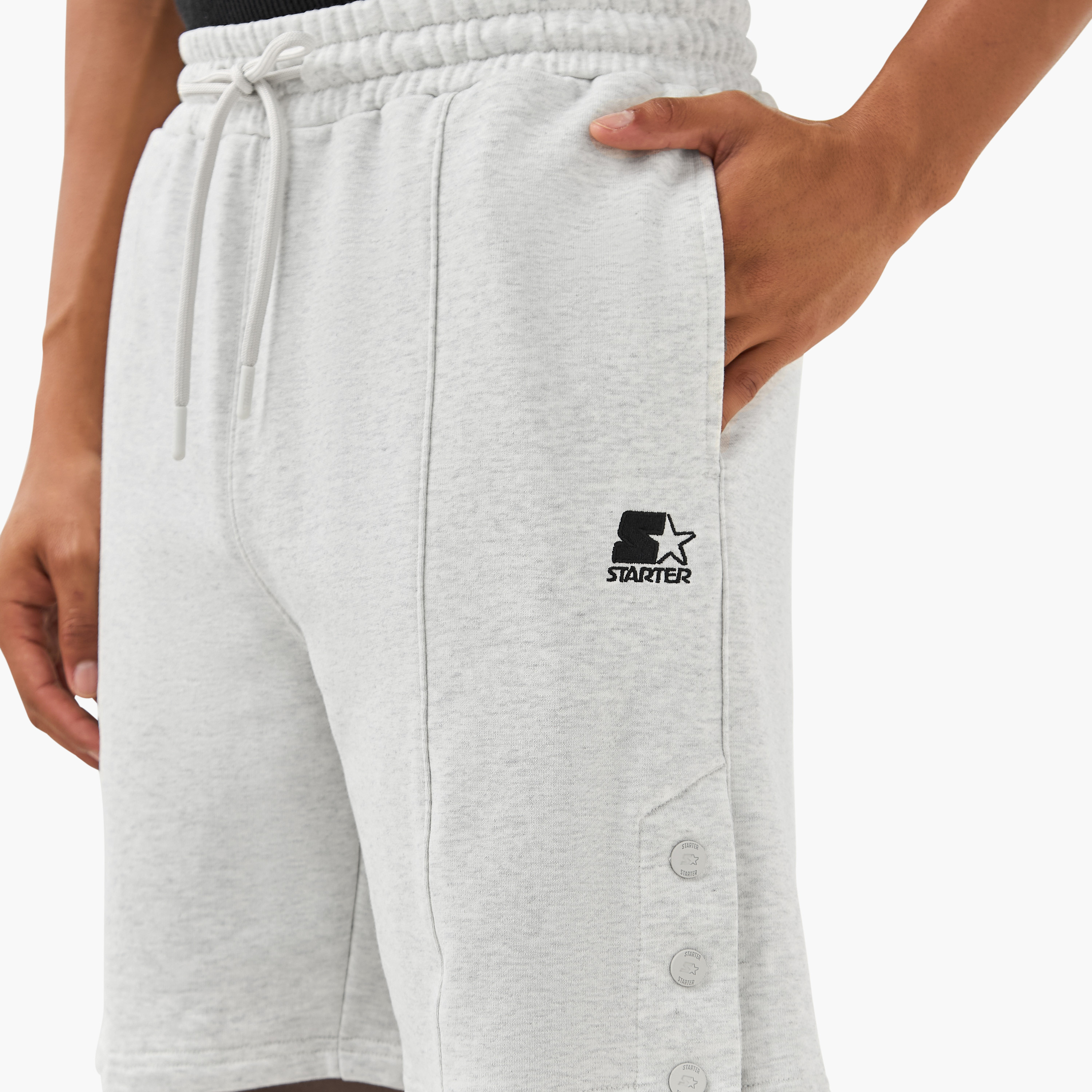 Starter Button Detail Flexi Waist Shorts with Pockets-men-clothing-bottoms-shorts-image-4