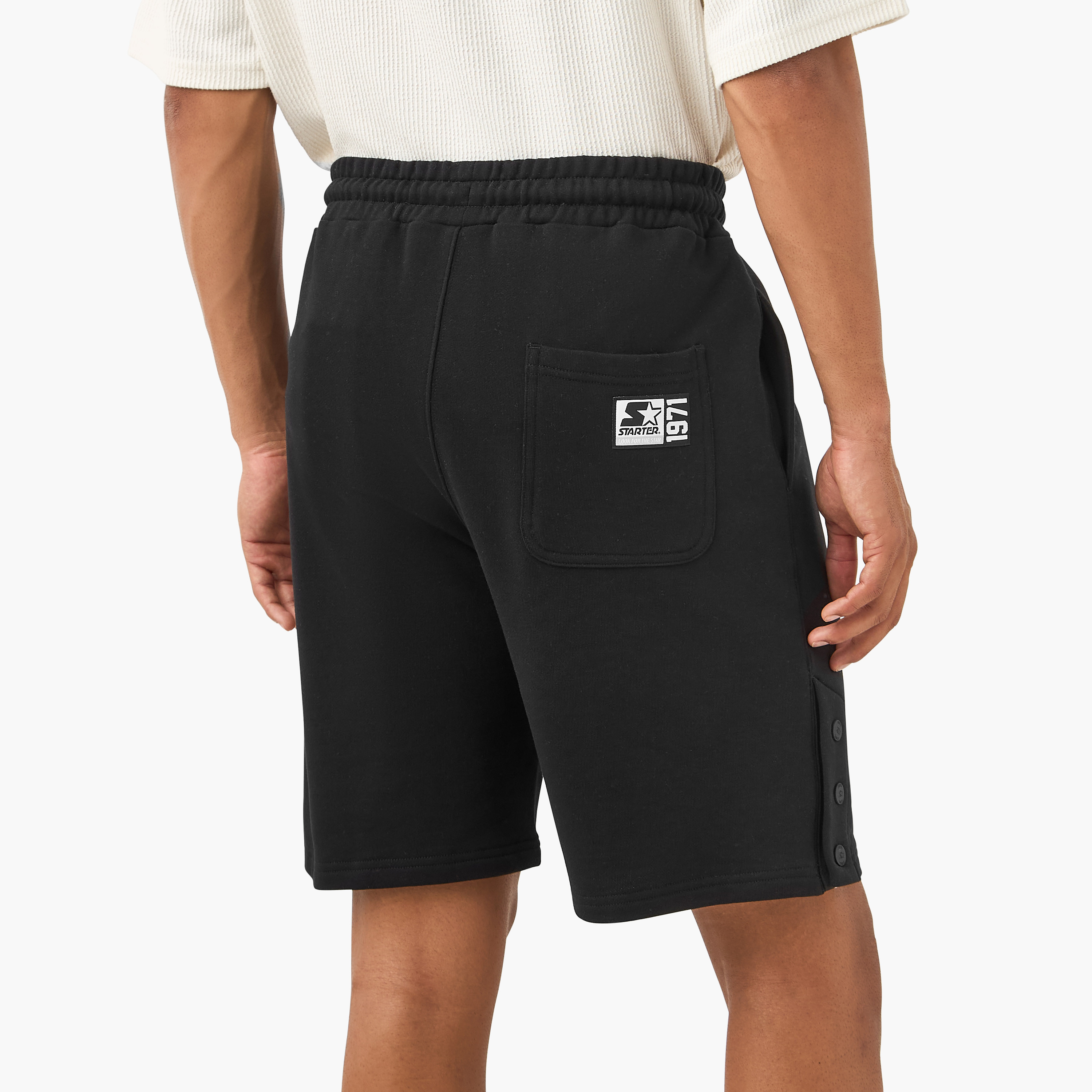 Starter Button Detail Flexi Waist Shorts with Pockets-men-clothing-bottoms-shorts-image-3