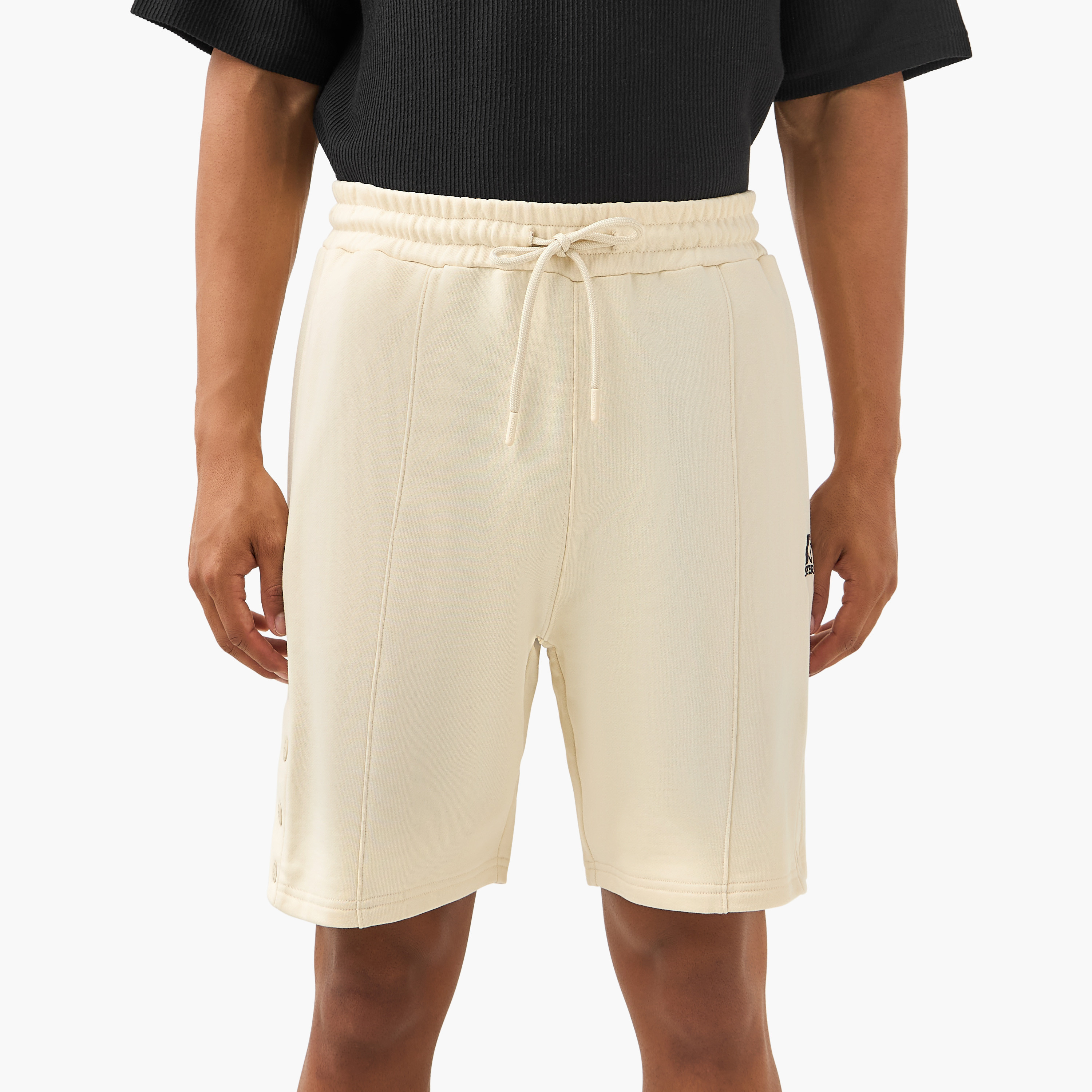 Starter Button Detail Flexi Waist Shorts with Pockets-men-clothing-bottoms-shorts-image-1