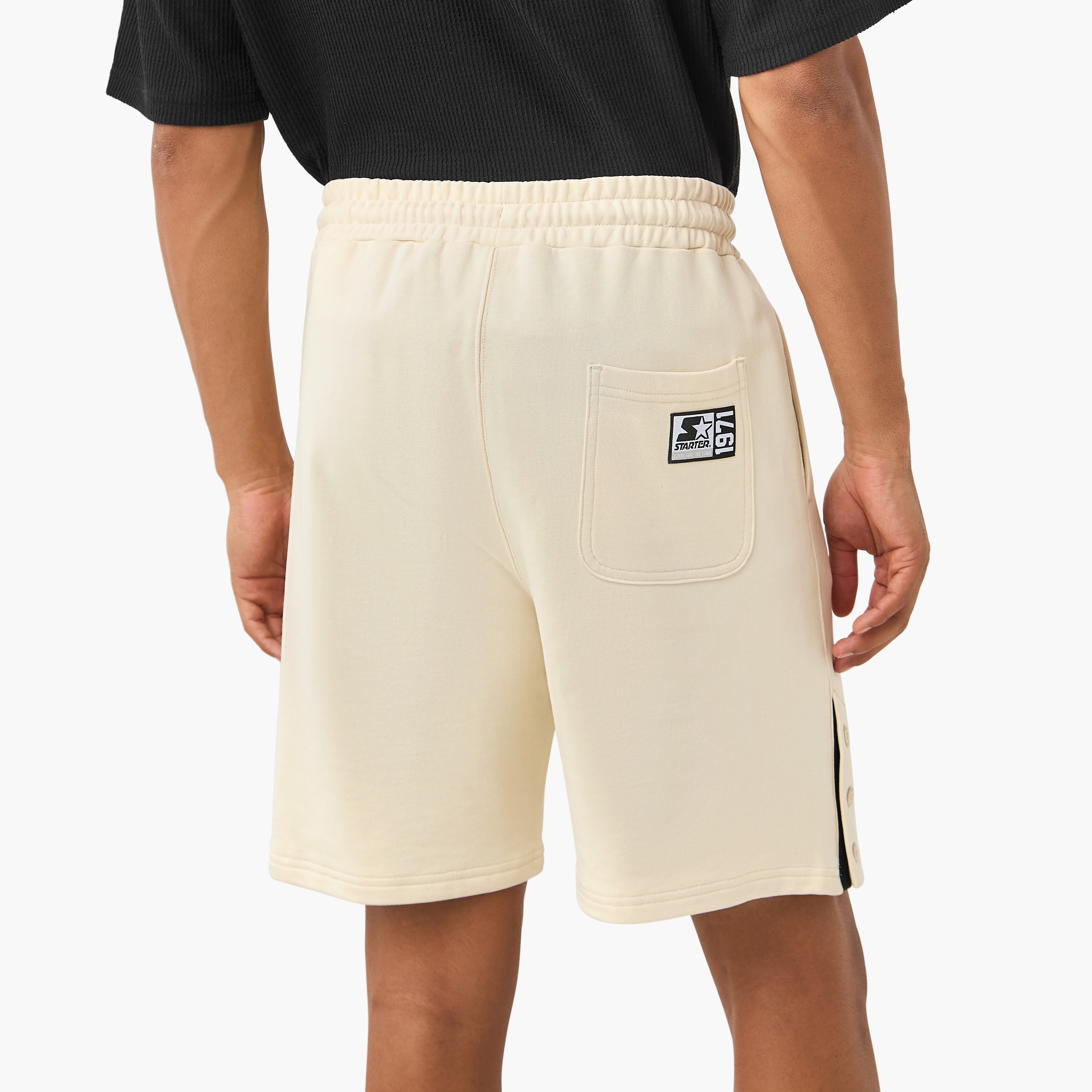 Starter Button Detail Flexi Waist Shorts with Pockets-men-clothing-bottoms-shorts-image-3