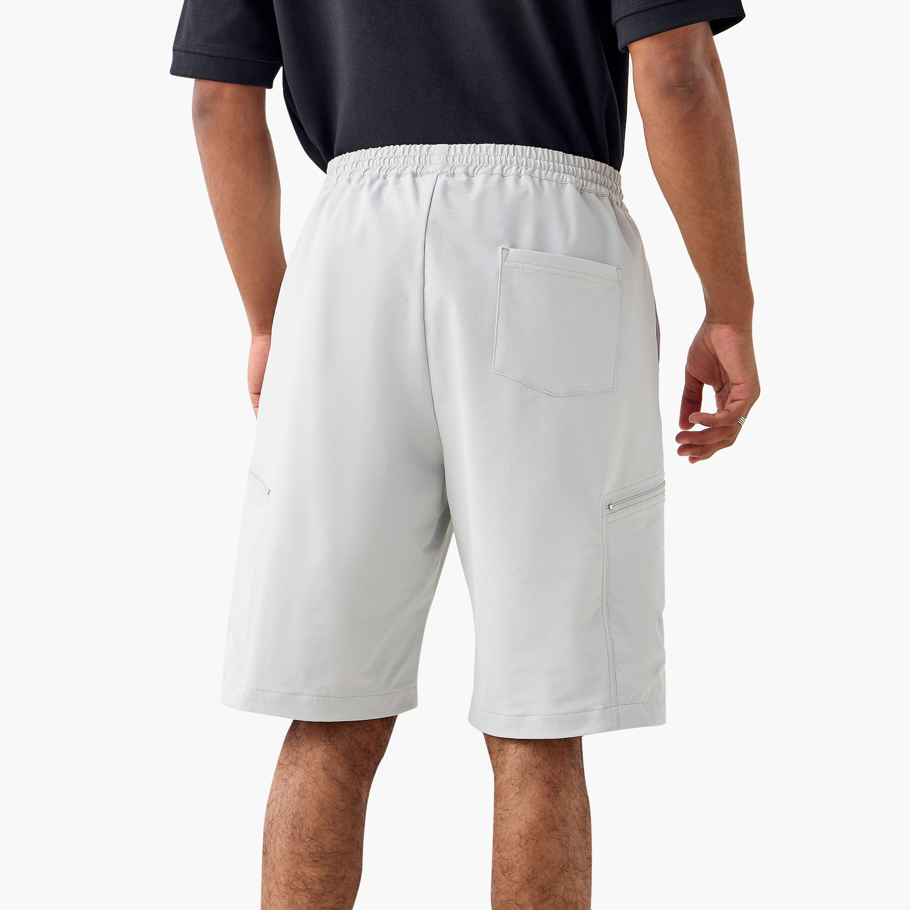 Panelled Flexi Waist Shorts with Pockets-men-clothing-bottoms-shorts-image-3