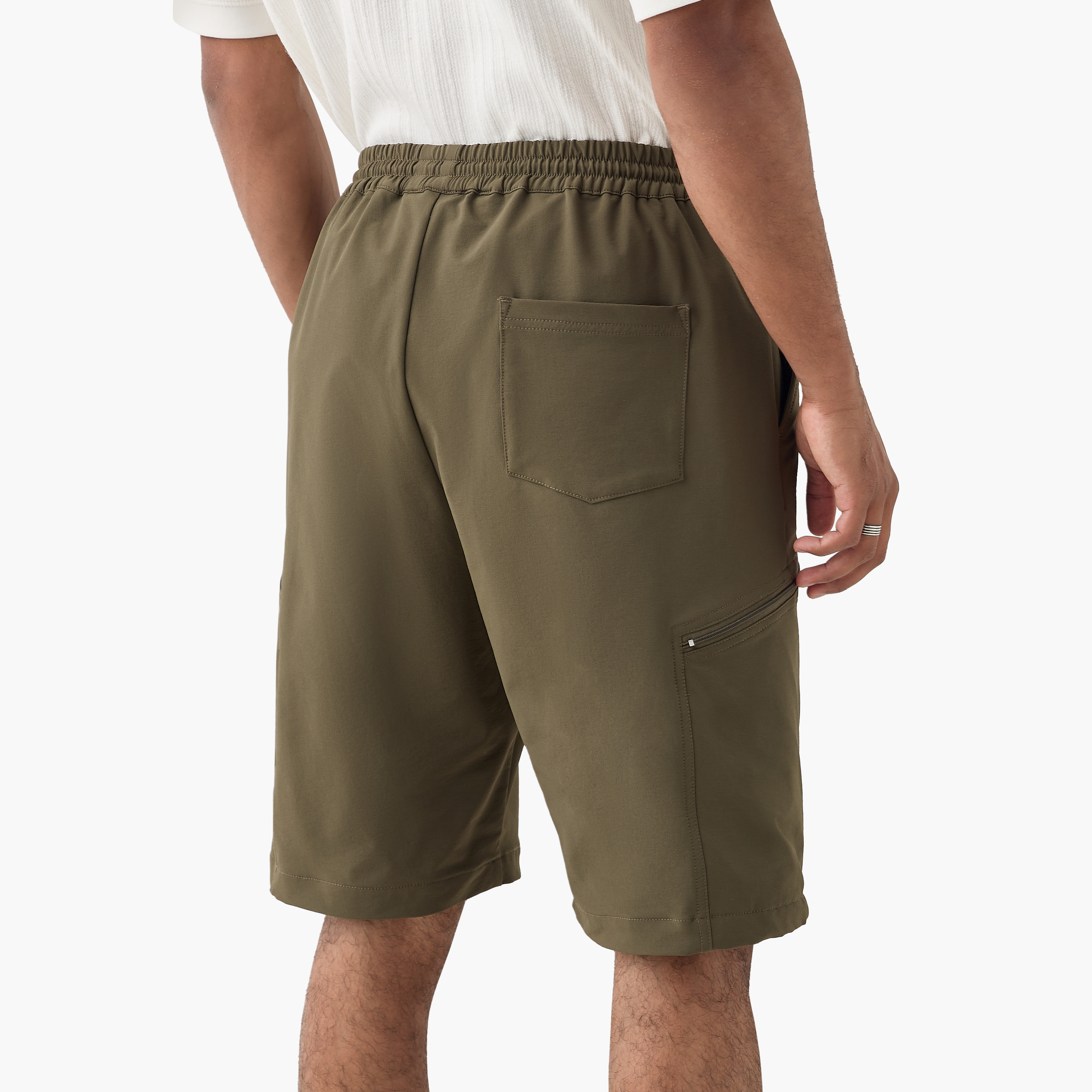 Panelled Flexi Waist Shorts with Pockets-men-clothing-bottoms-shorts-image-3