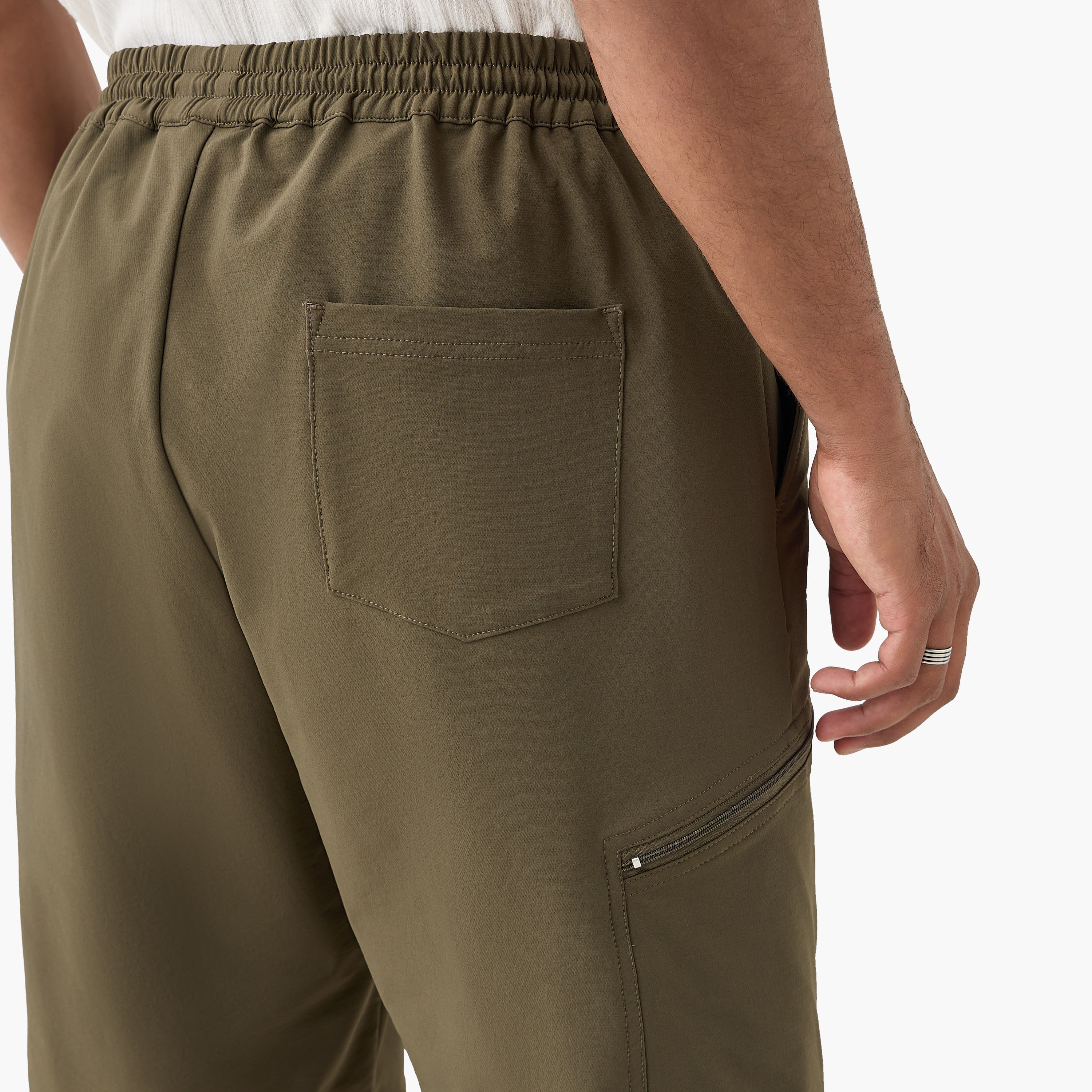Panelled Flexi Waist Shorts with Pockets-men-clothing-bottoms-shorts-image-4