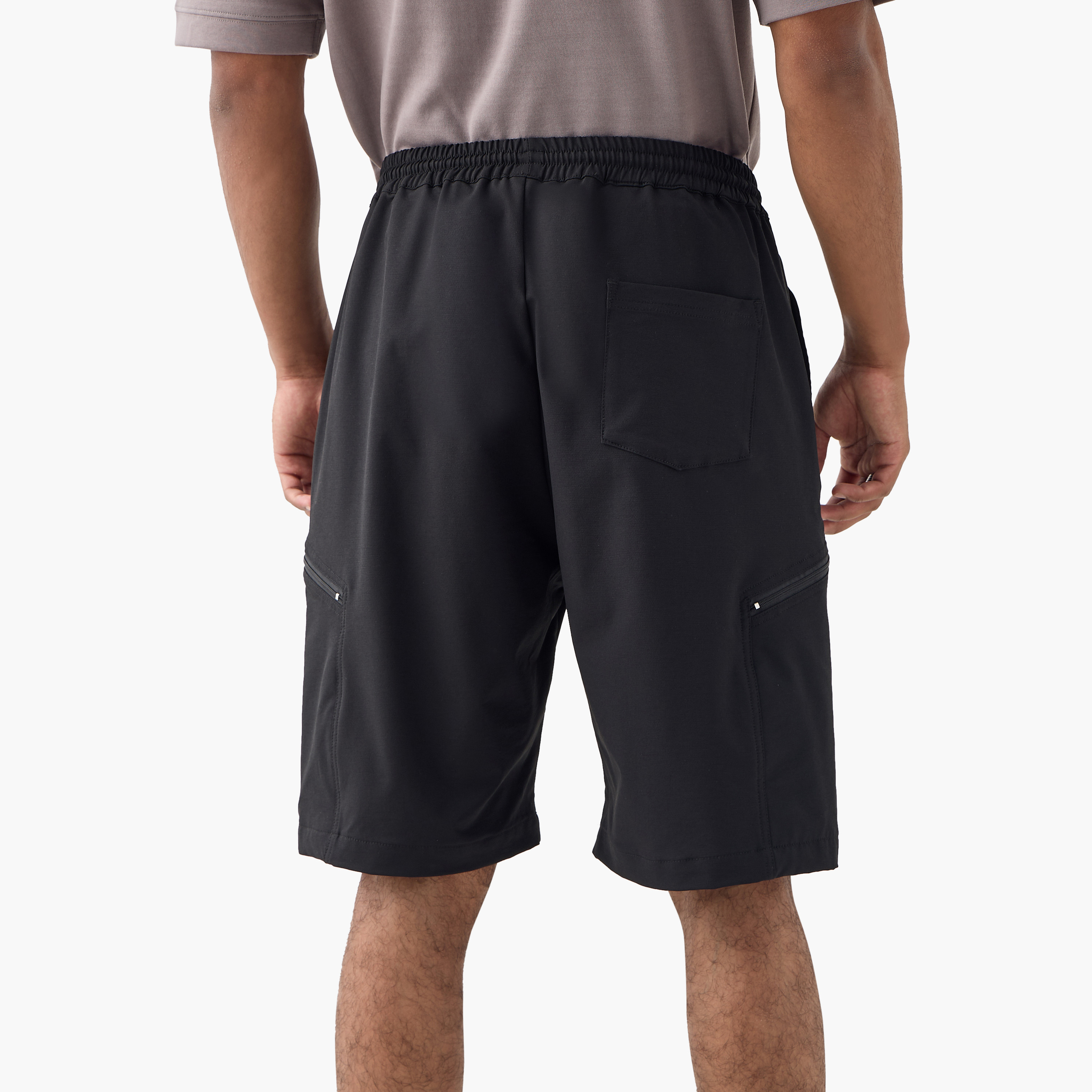 Panelled Flexi Waist Shorts with Pockets-men-clothing-bottoms-shorts-image-3