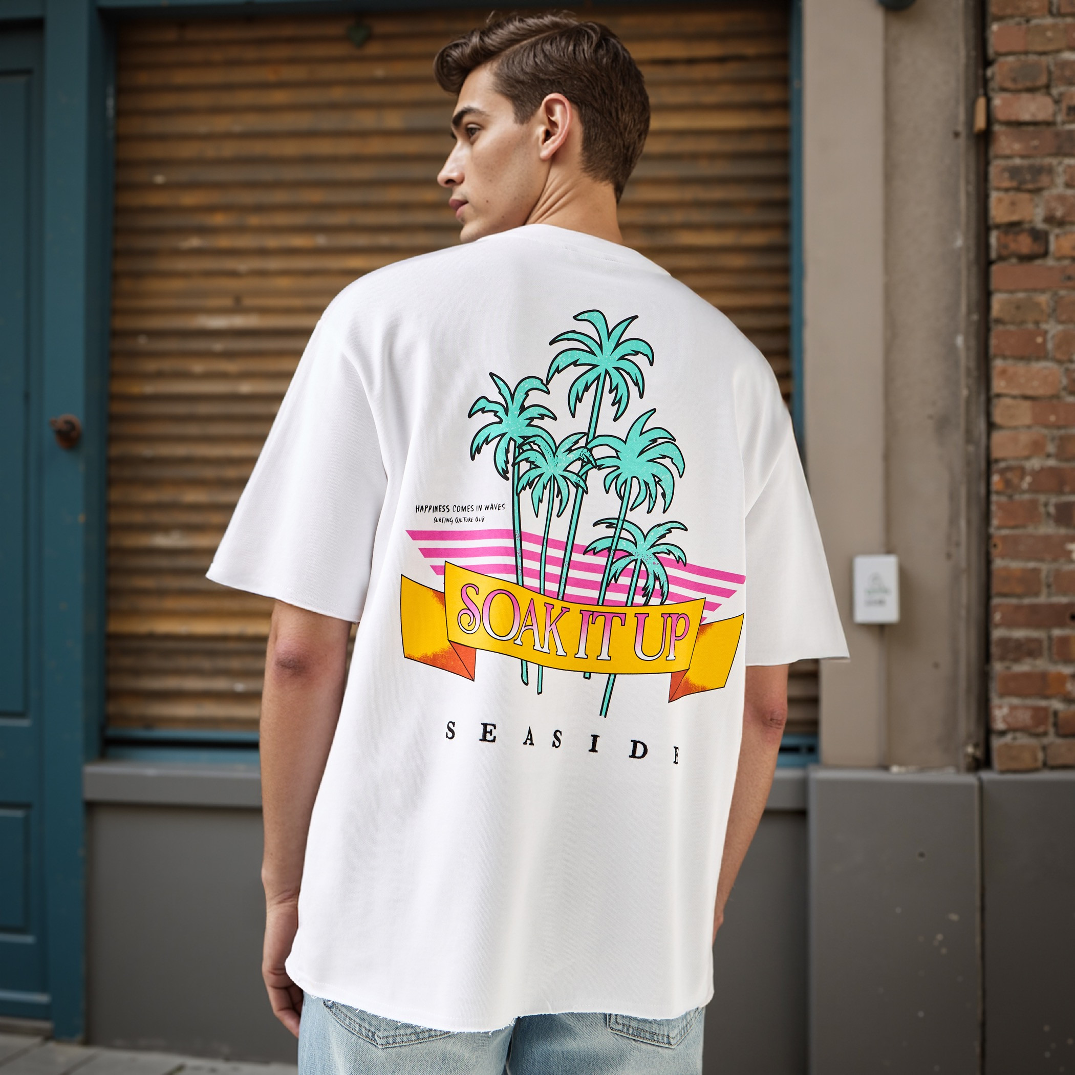 Graphic Print Boxy T-shirt with Crew Neck-men-clothing-tshirtsandpolos-tshirts-image-1