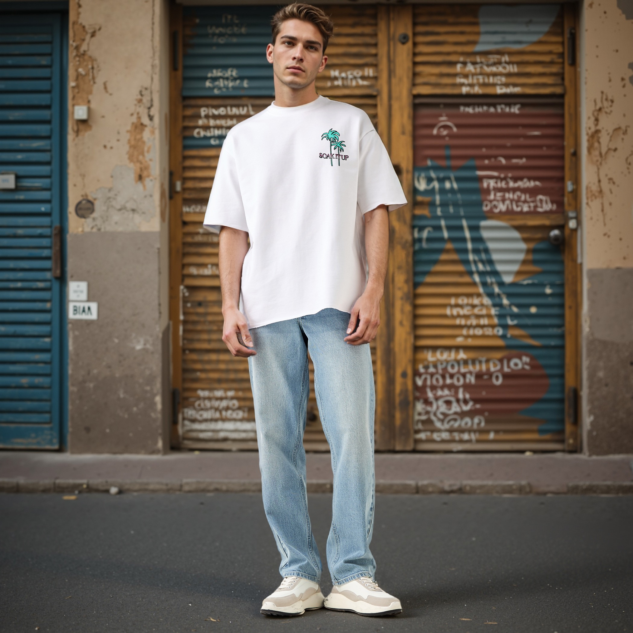 Graphic Print Boxy T-shirt with Crew Neck-men-clothing-tshirtsandpolos-tshirts-image-2