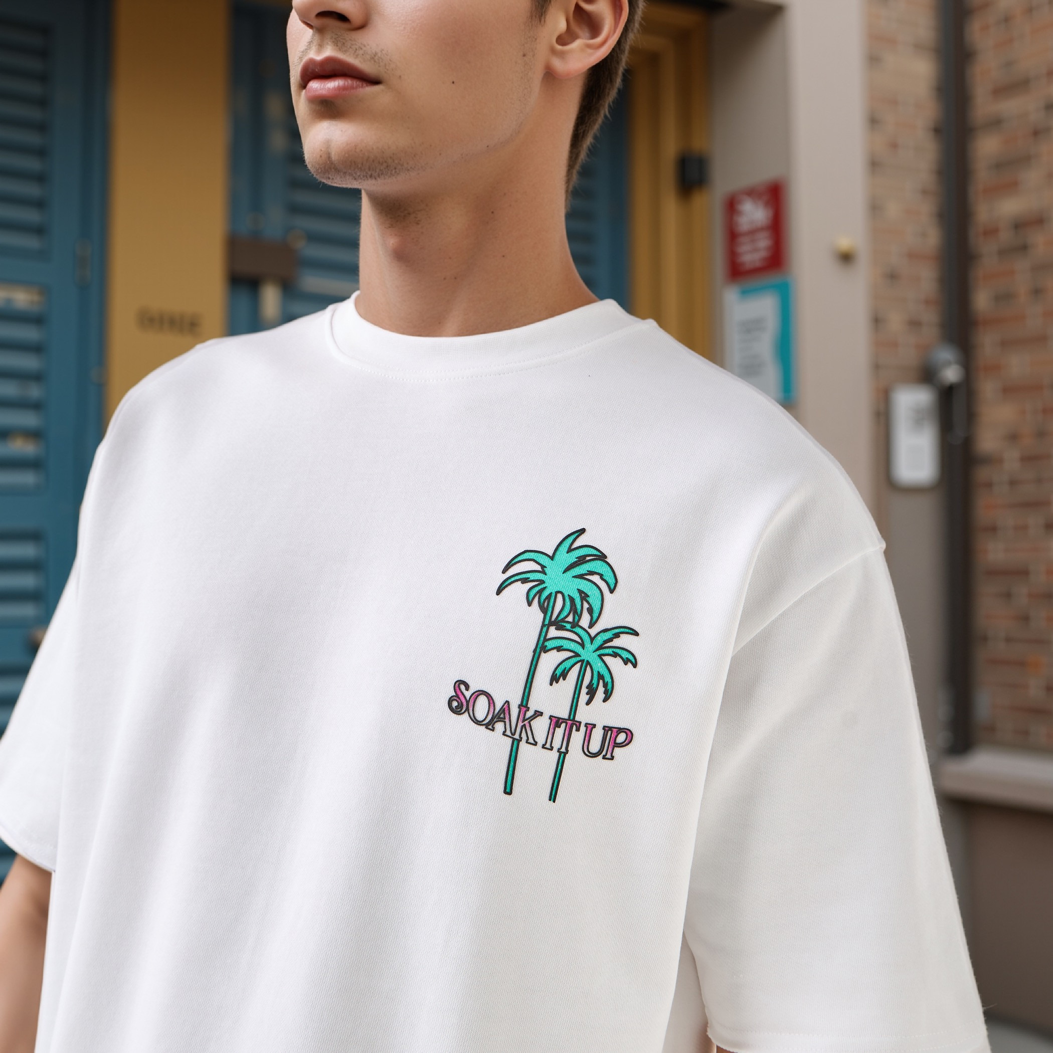 Graphic Print Boxy T-shirt with Crew Neck-men-clothing-tshirtsandpolos-tshirts-image-4