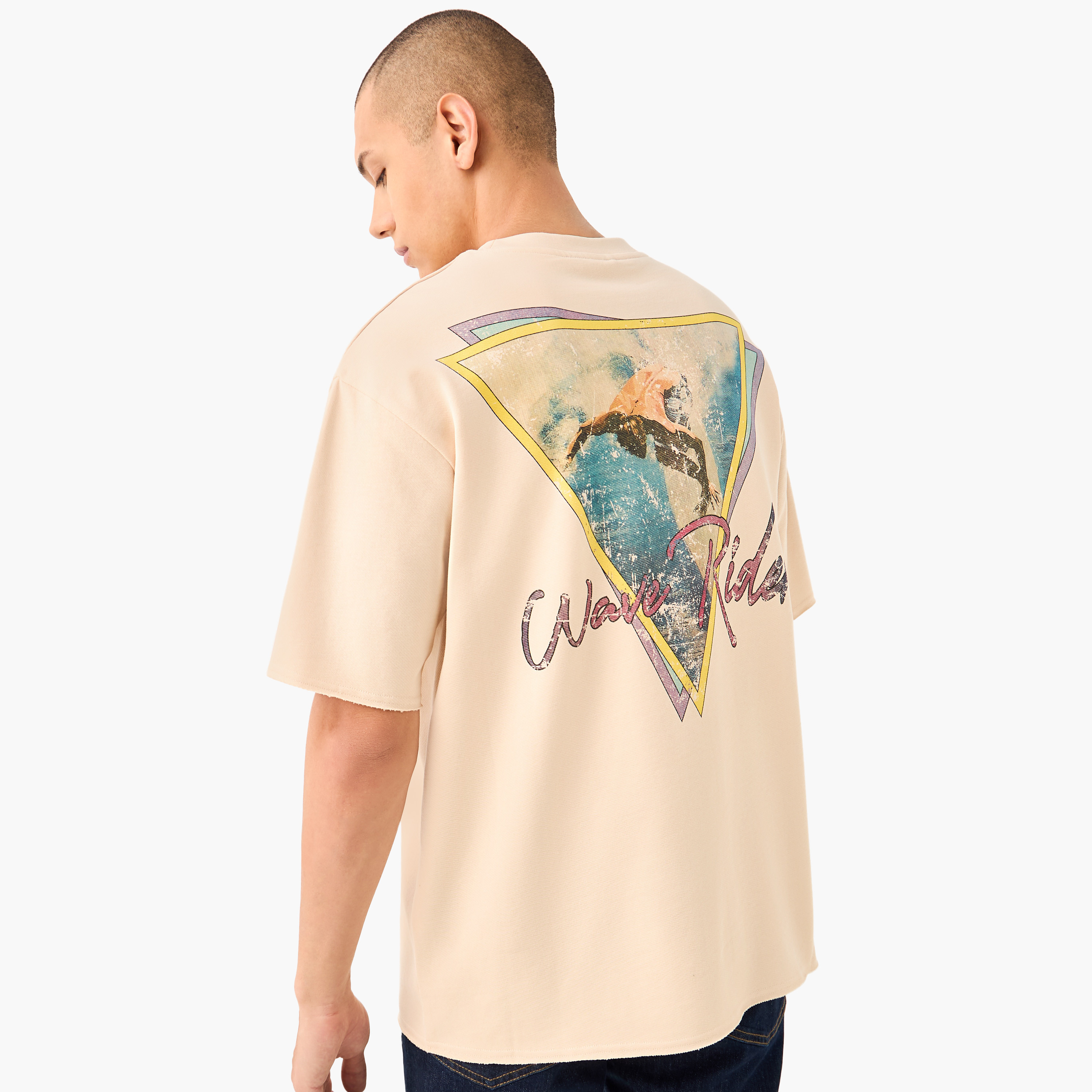 Graphic Print Boxy T-shirt with Crew Neck-men-clothing-tshirtsandpolos-tshirts-image-1