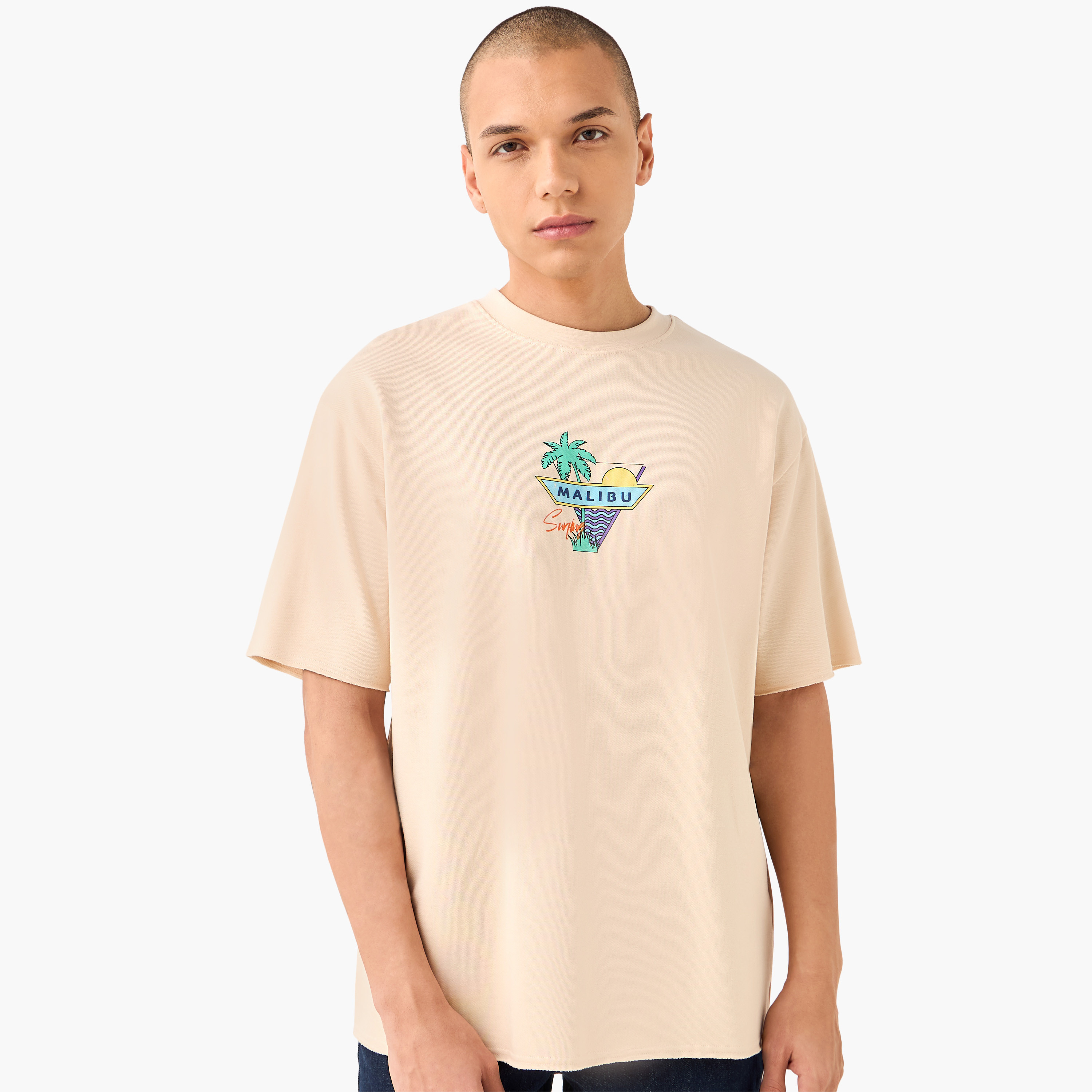 Graphic Print Boxy T-shirt with Crew Neck-men-clothing-tshirtsandpolos-tshirts-image-3