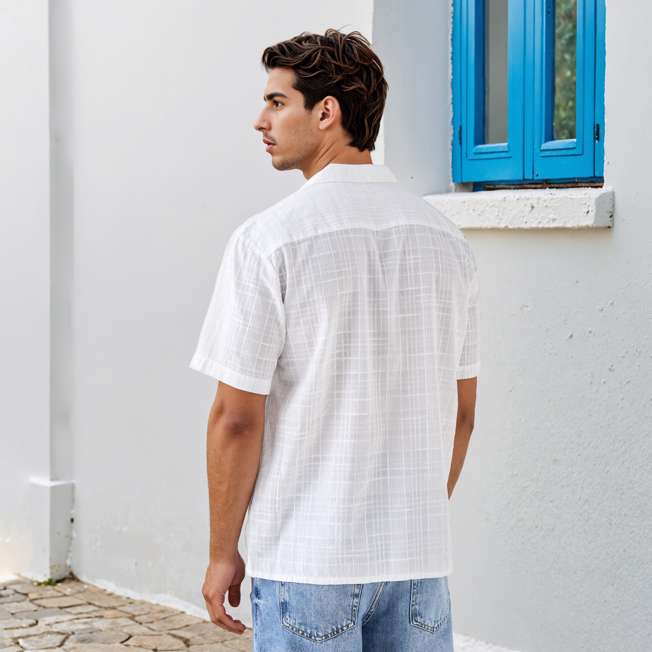 تيشيرت بارز الملمس بياقة عادية-men-clothing-shirts-image-3