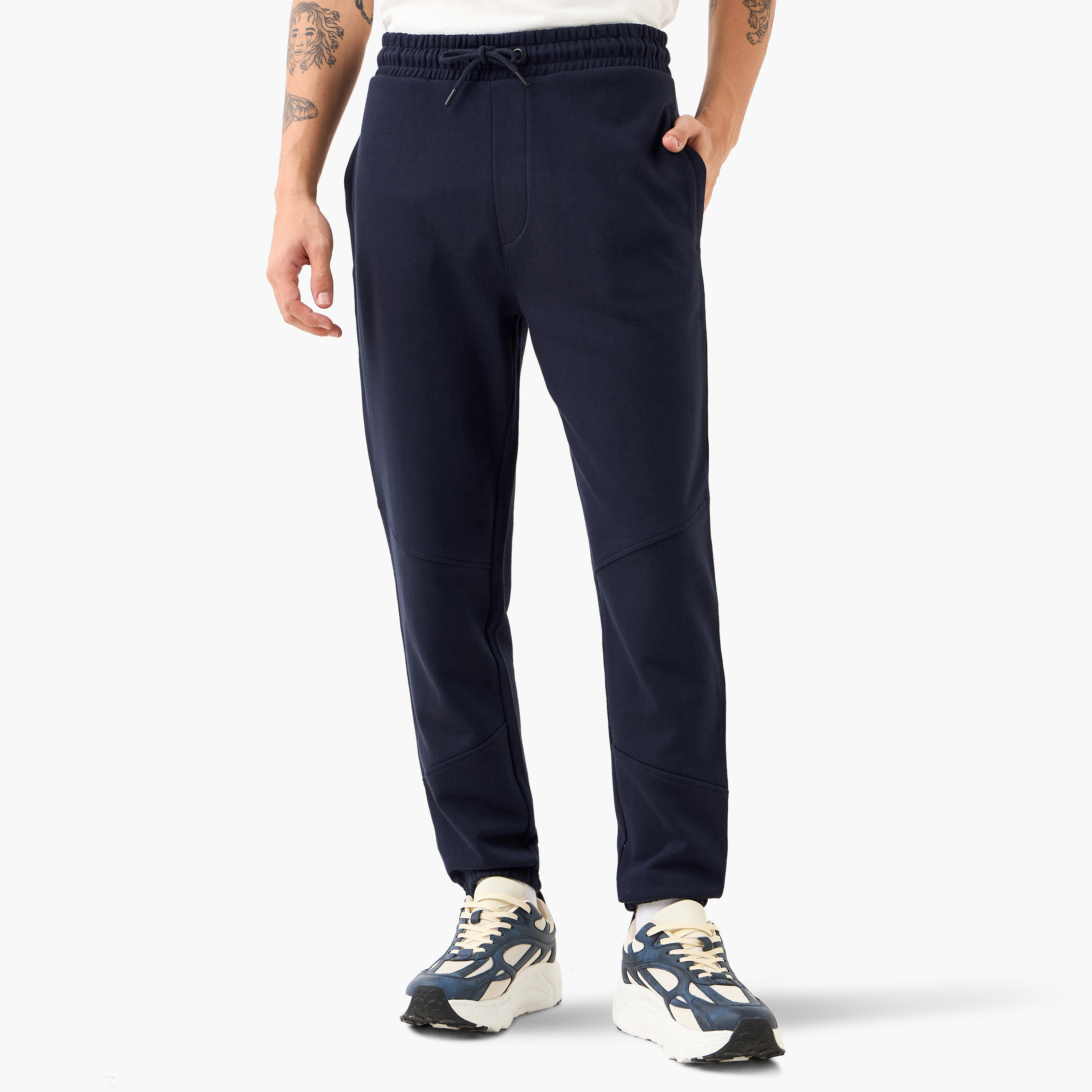 Panelled Flexi Waist Joggers with Pockets-men-clothing-bottoms-joggers-image-1