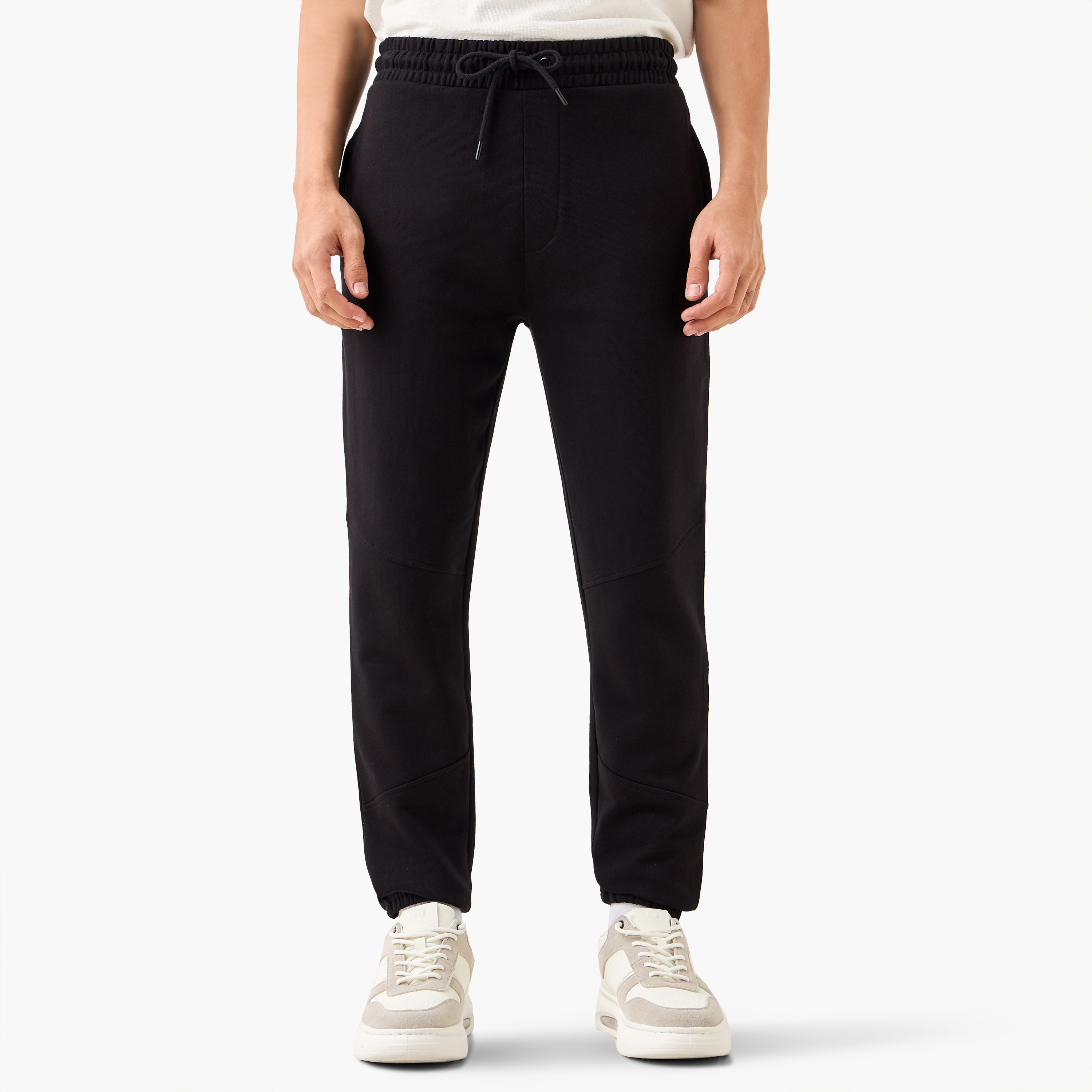 Panelled Flexi Waist Joggers with Pockets-men-clothing-bottoms-joggers-image-1