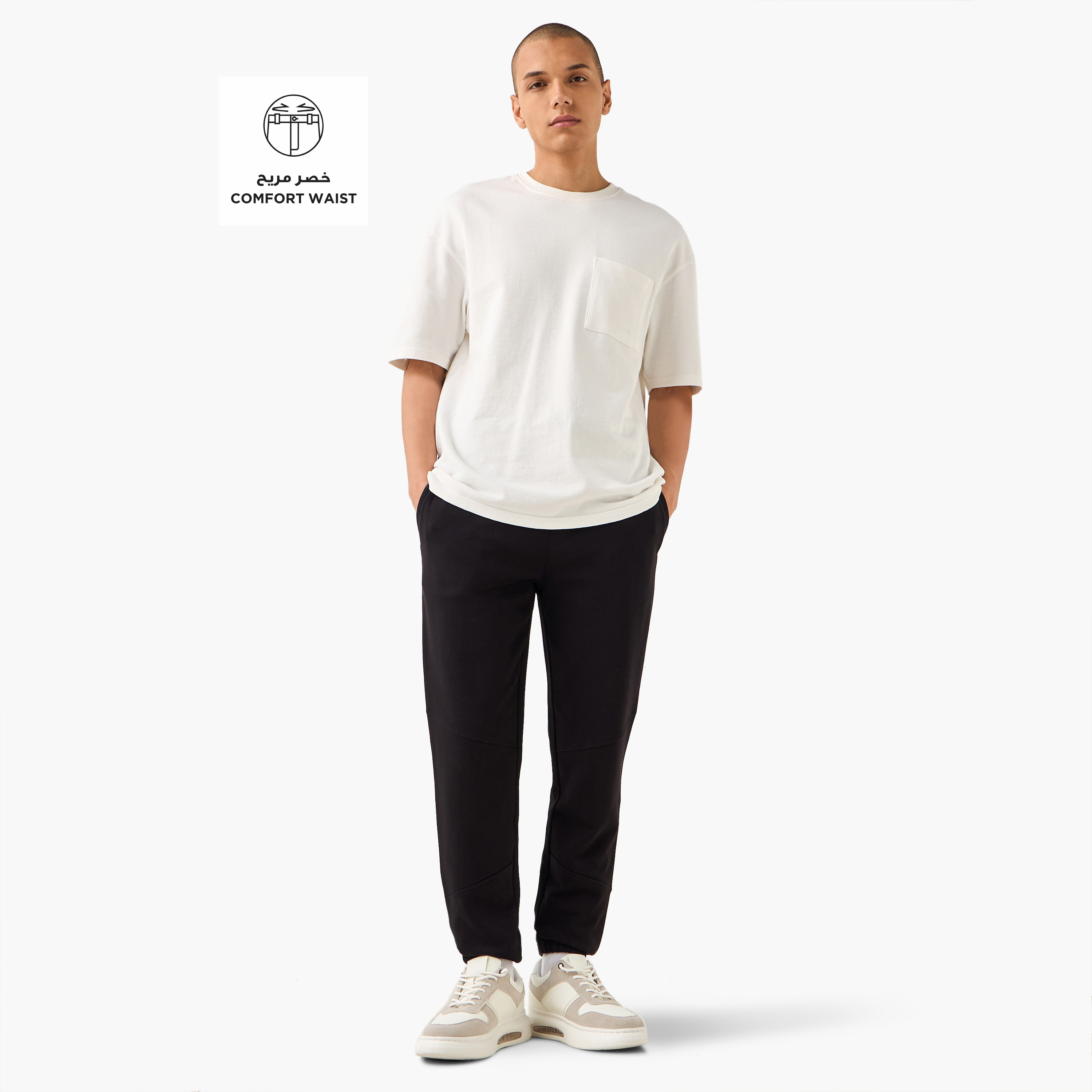 Panelled Flexi Waist Joggers with Pockets-men-clothing-bottoms-joggers-image-2