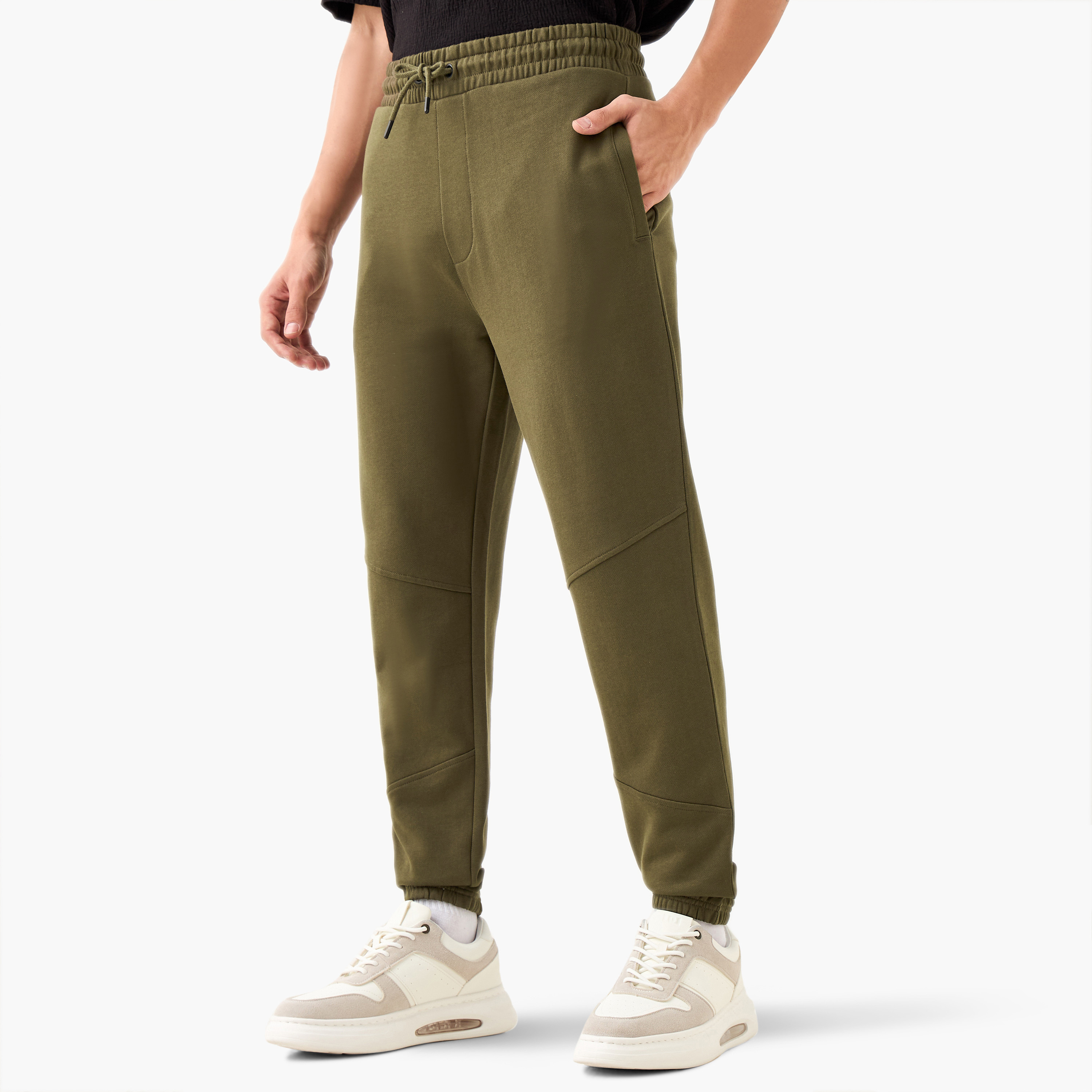 Panelled Flexi Waist Joggers with Pockets-men-clothing-bottoms-joggers-image-1