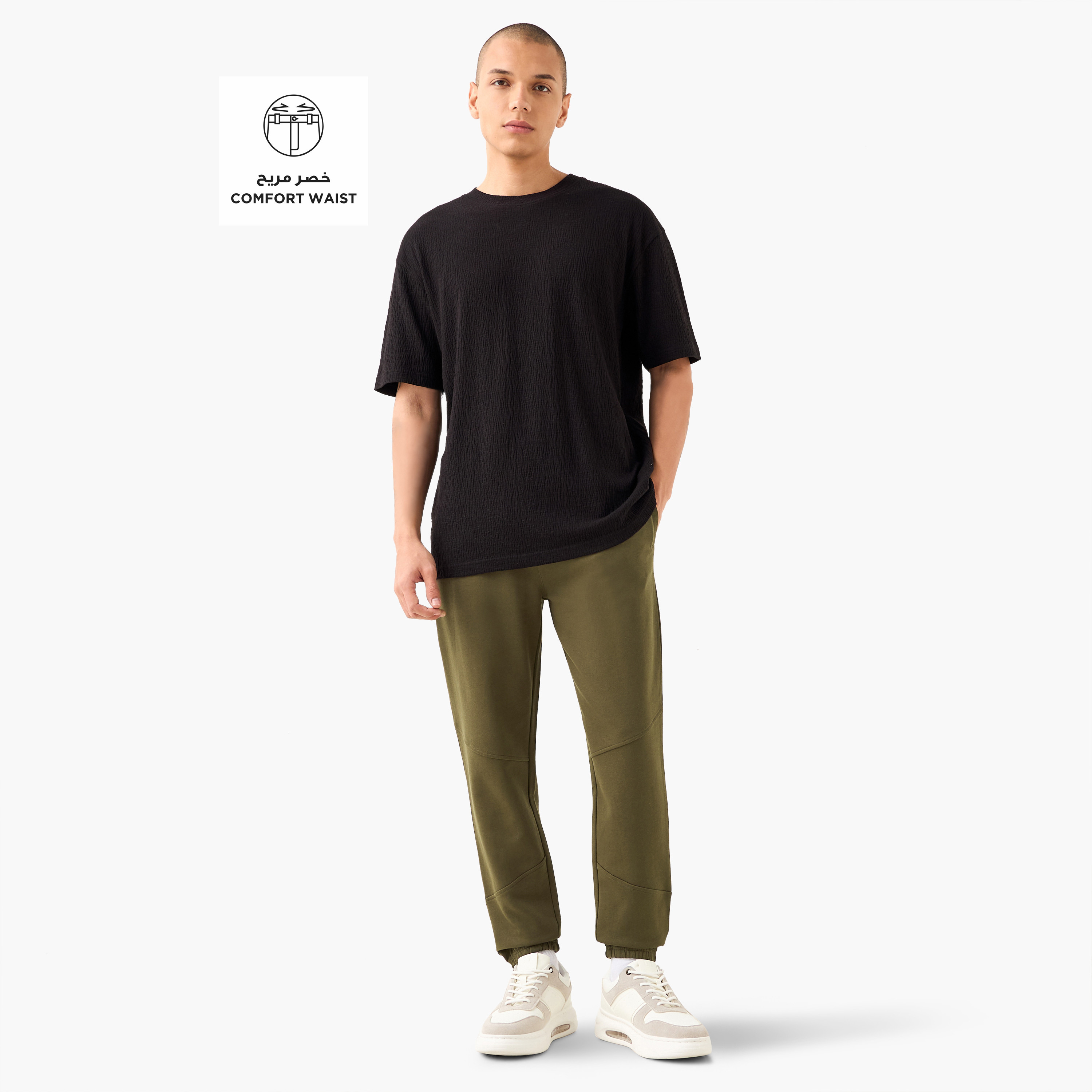 Panelled Flexi Waist Joggers with Pockets-men-clothing-bottoms-joggers-image-2