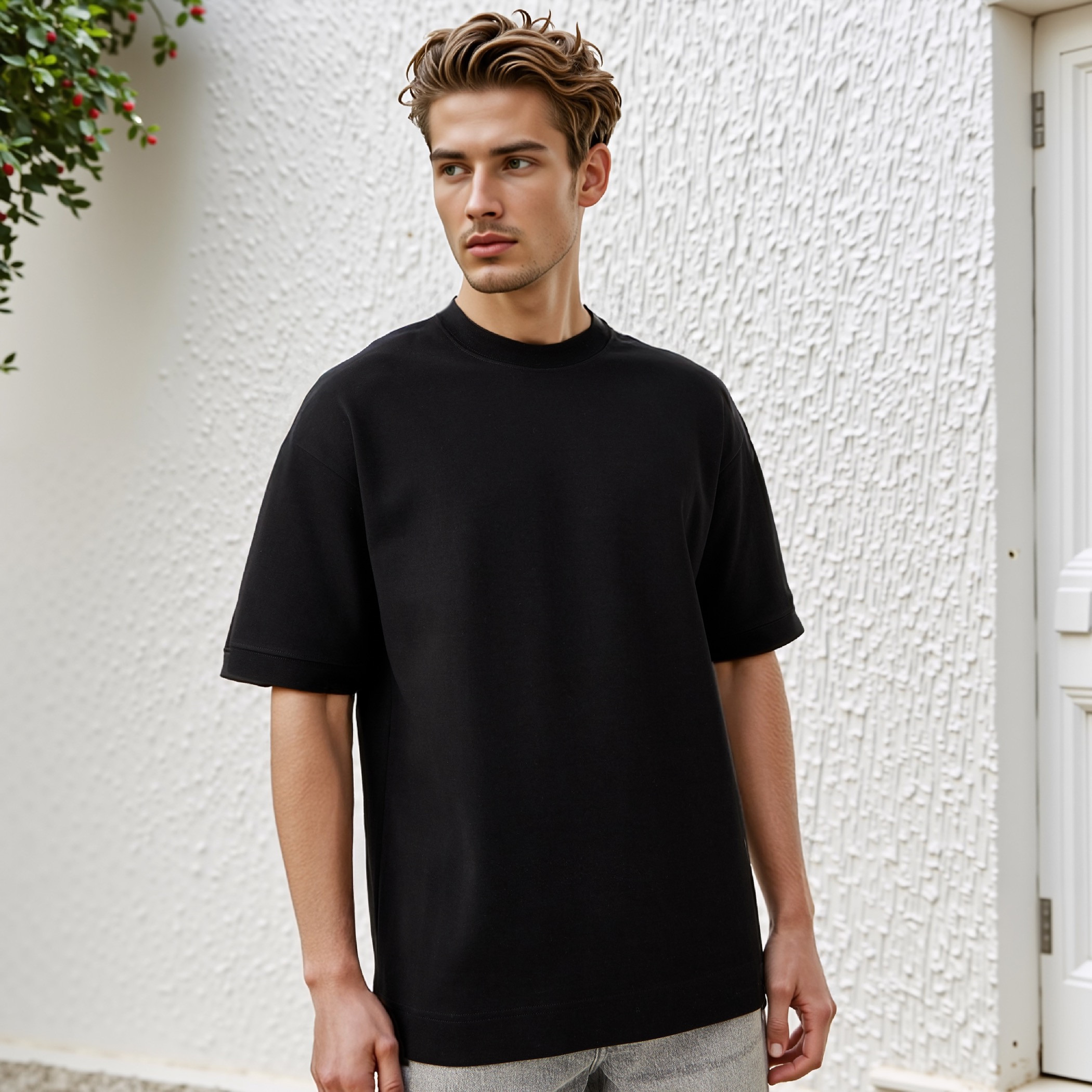 Regular Fit Crew Neck T-shirt with Short Sleeves-men-clothing-tshirtsandpolos-tshirts-image-1
