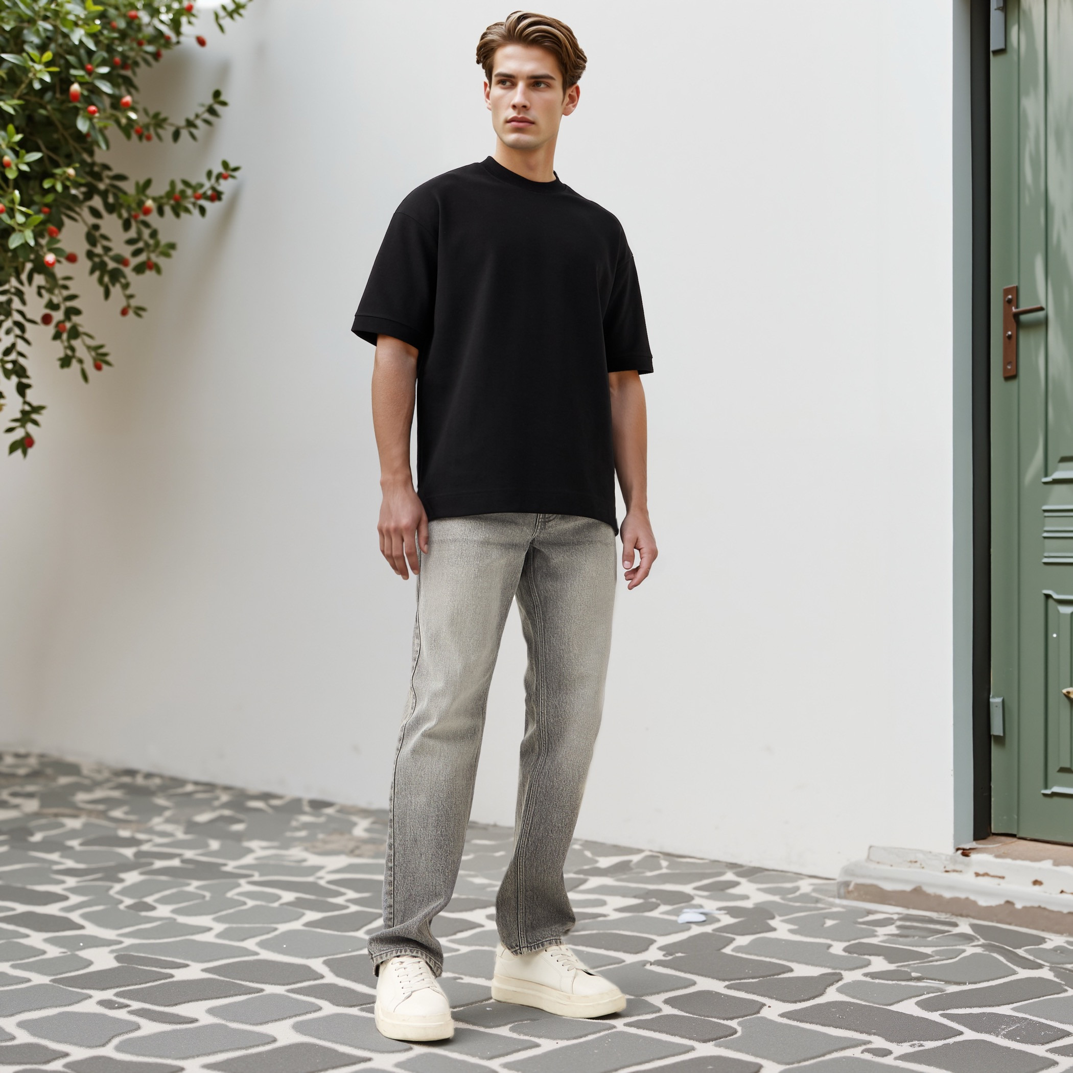Regular Fit Crew Neck T-shirt with Short Sleeves-men-clothing-tshirtsandpolos-tshirts-image-2
