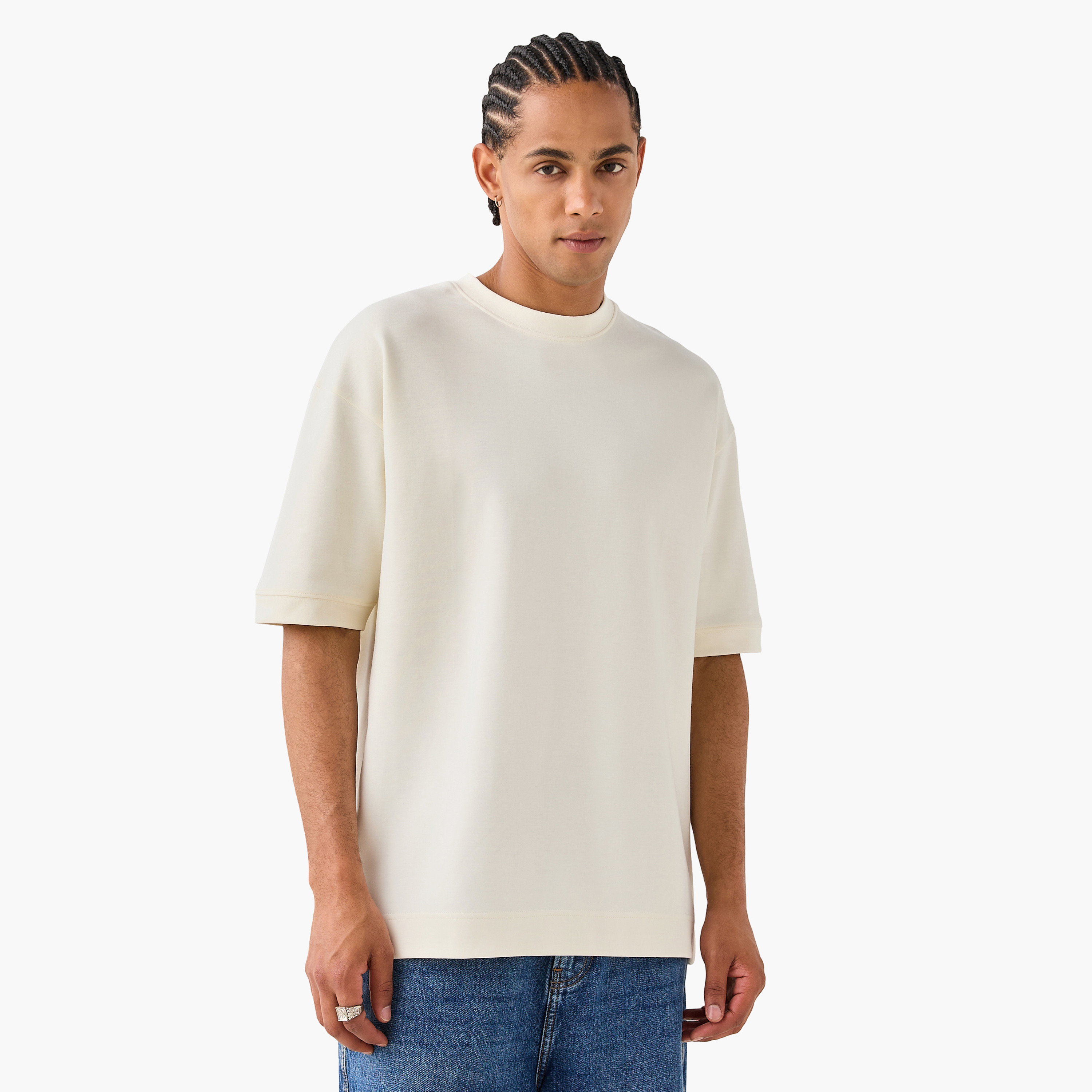 Regular Fit Crew Neck T-shirt with Short Sleeves-men-clothing-tshirtsandpolos-tshirts-image-1