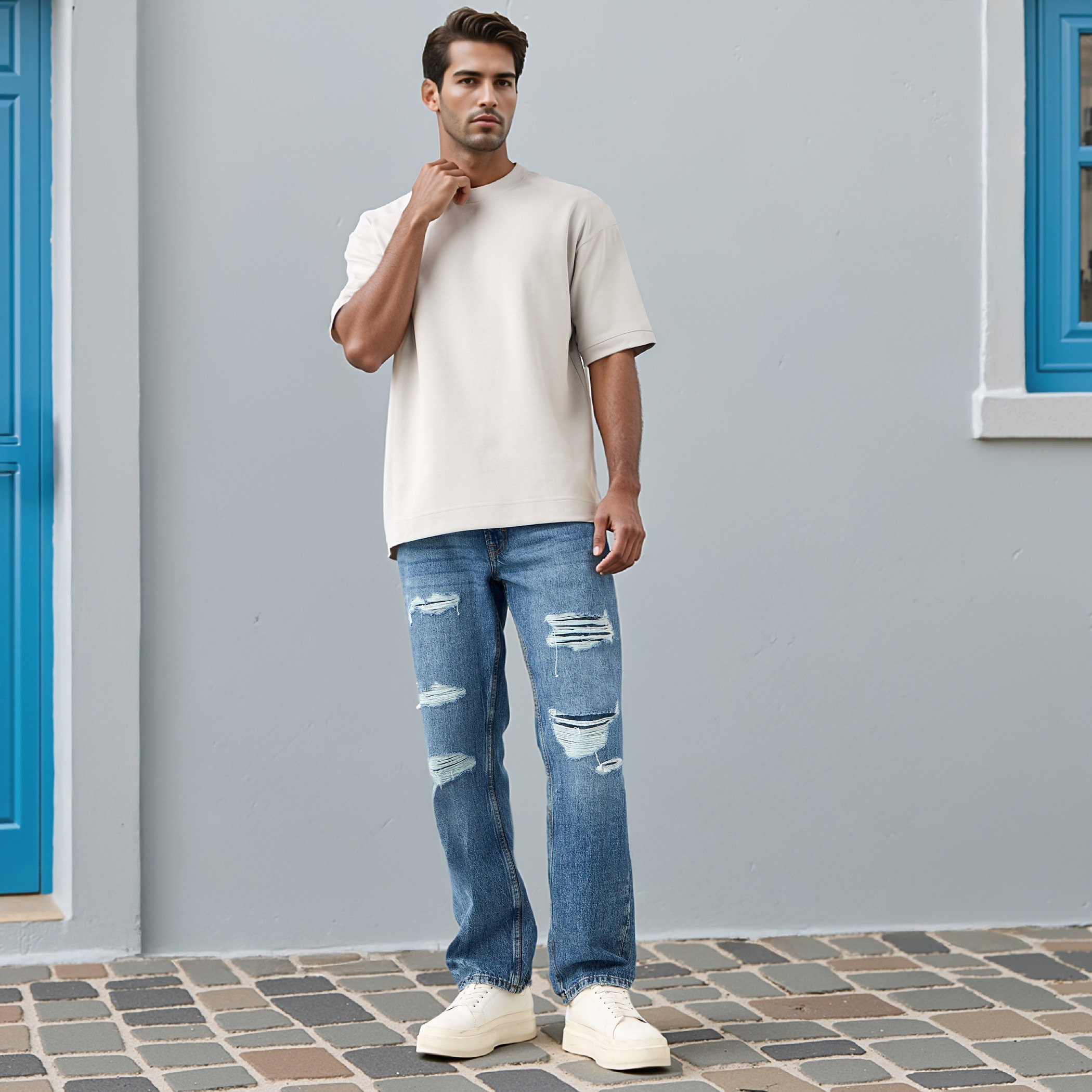 تيشيرت بقصّة عادية وياقة ضيقة وأكمام قصيرة وطبعات-men-clothing-tshirtsandpolos-tshirts-image-22