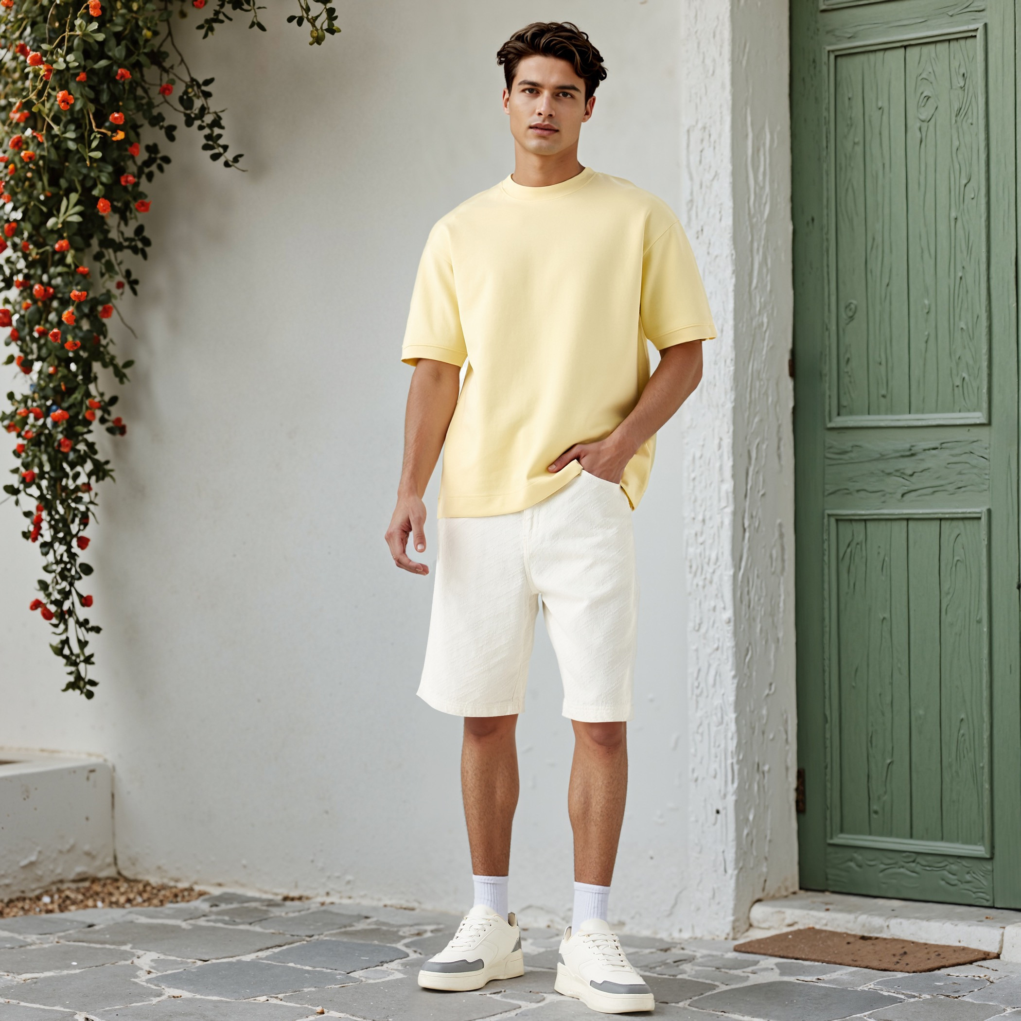 Regular Fit Crew Neck T-shirt with Short Sleeves-men-clothing-tshirtsandpolos-tshirts-image-2