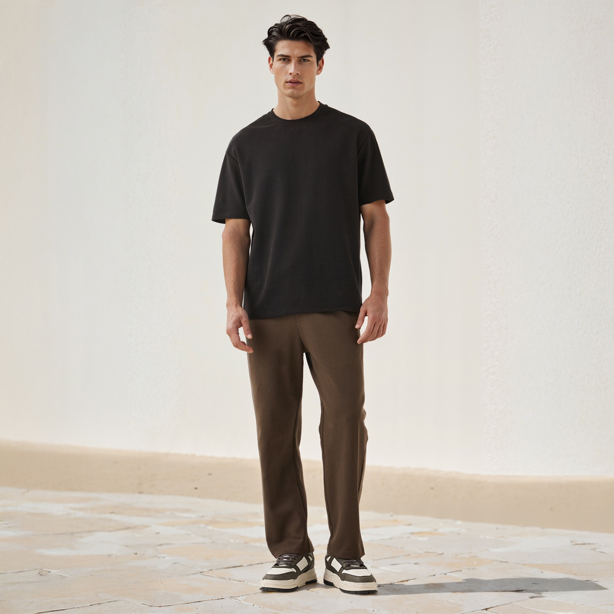بنطال رياضي بقصة عادية وخصر مرن وجيوب-men-clothing-bottoms-joggers-image-15
